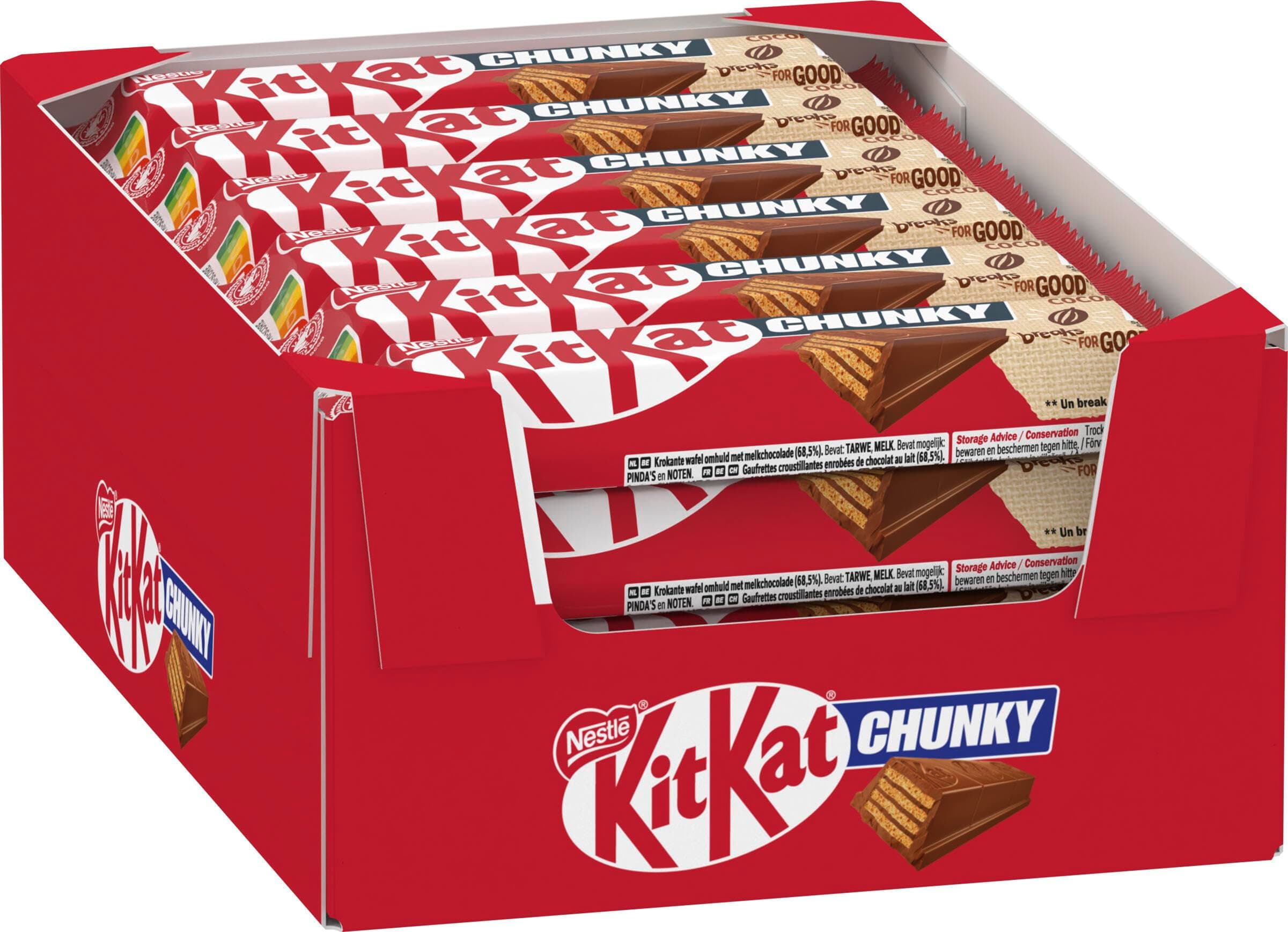 Kitkat NESTLÉ KITKAT CHUNKY Classic Schokoriegel, Knusper-Riegel mit Milchschokolade & knuspriger Waffel, 24er Pack (24 x 40g)