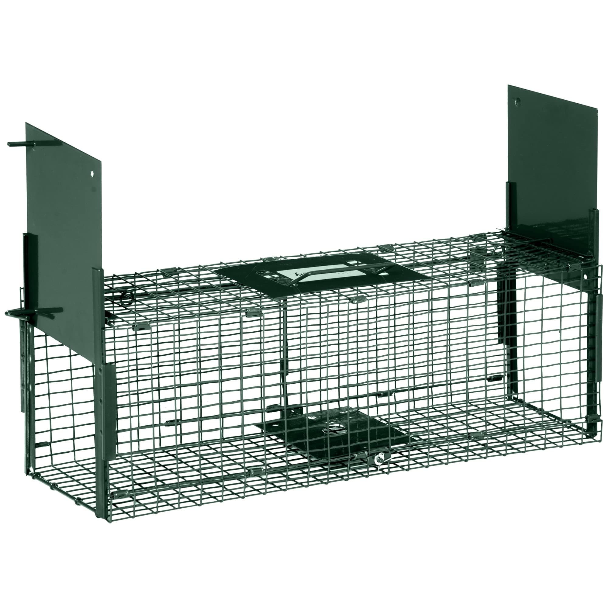 PawHut Piège Vivant Cage Attrape 60 x 18 x 20 cm Piège Fouine pour Martres, Rats, Souris - 2 entrées + poignée - métal Vert
