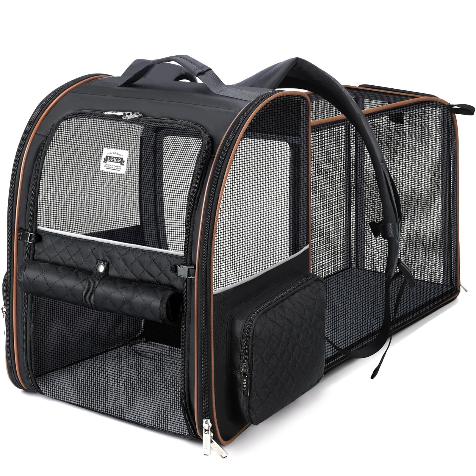 Mochila Extensible de Lekespring para Gatos y Perros, Mochila Plegable para Mascotas, hasta 8 kg, con Correa de Seguridad Interior y Alfombrilla para Mascotas.