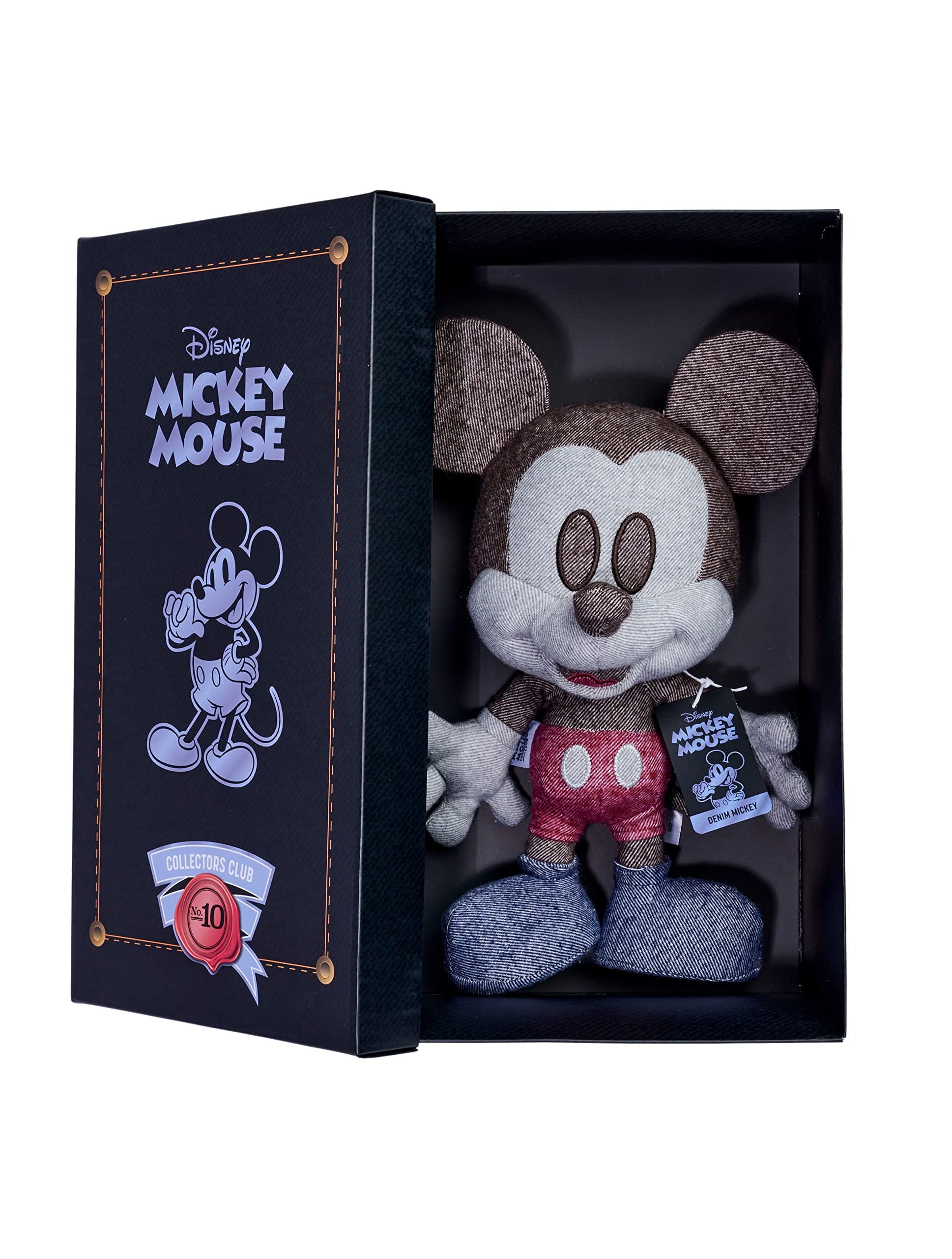 Simba 6315870309 Disney Mickey Mouse Jean, Édition Octobre, Exclusivité Amazon, Figurine en Peluche 35 cm, Coffret Cadeau, Édition Limitée Collector