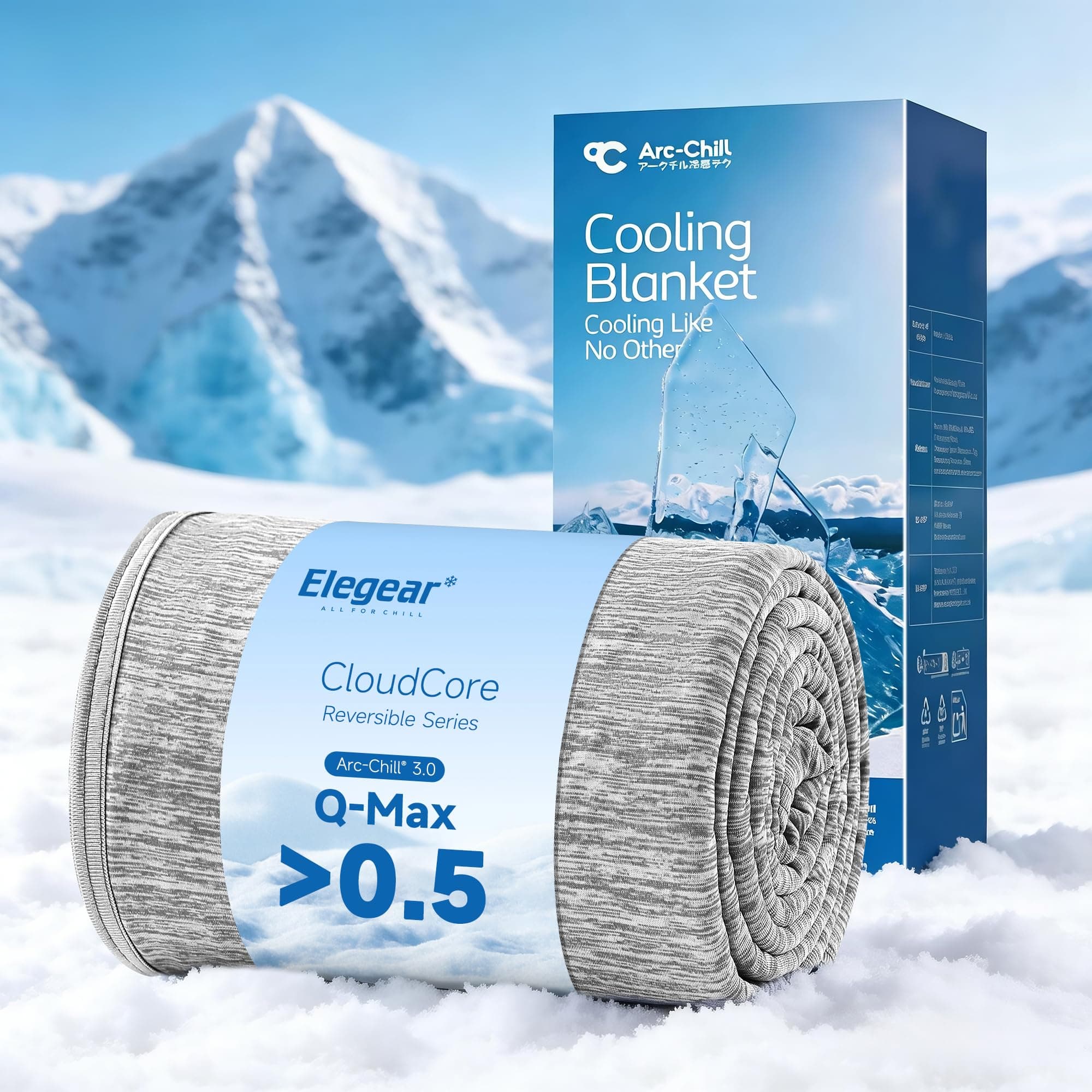 Elegear Manta de Enfriamiento de Verano 200×220 cm, Fibra de Enfriamiento Japonesa Q-MAX> 0,5 ARC-Chill 3,0, Suave Y Amigable con La Piel, Duerme Mejor con La Manta de Verano para Sofa, Cama, Gris