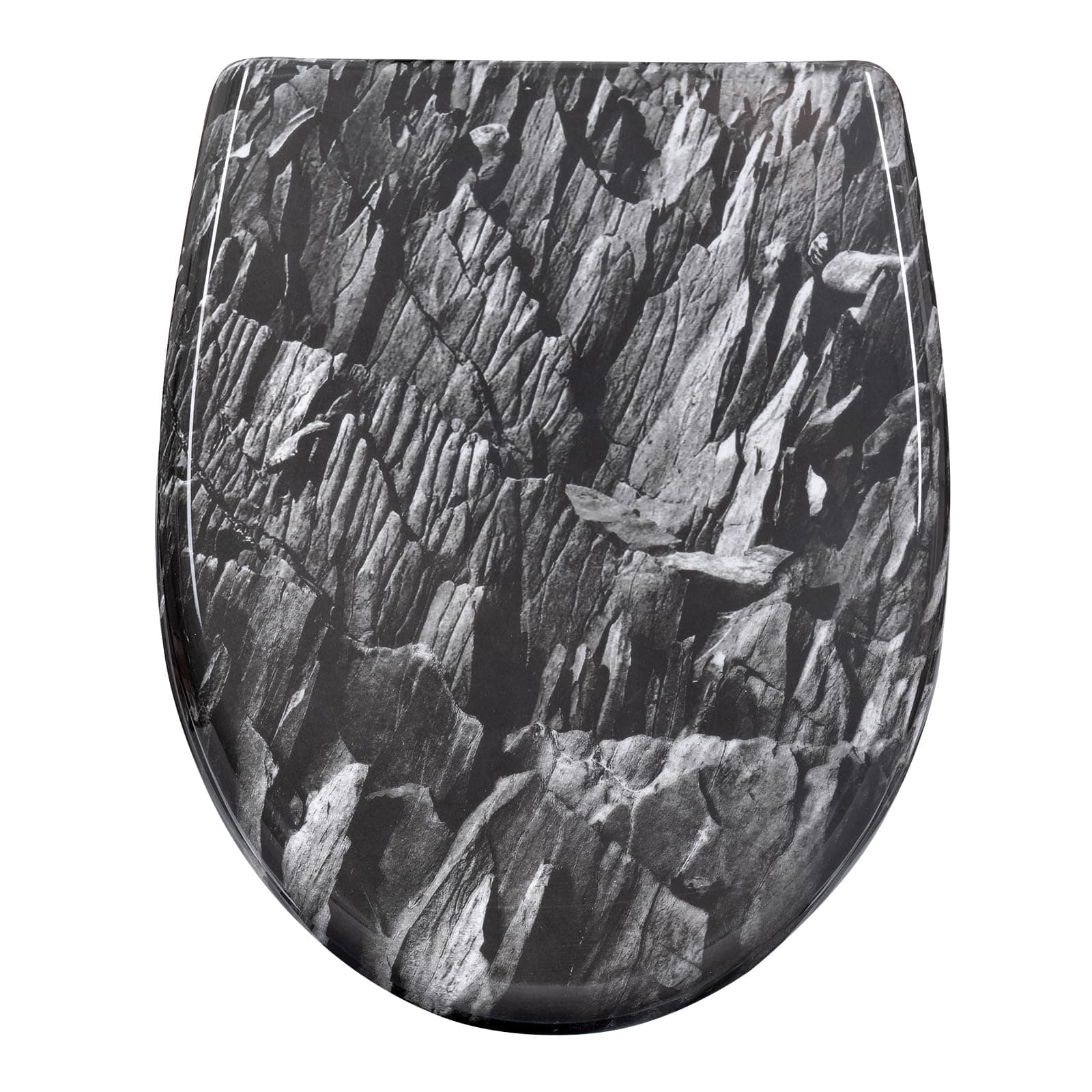 WOLTU Toilettendeckel, WC Sitz mit Absenkautomatik, Klodeckel mit Quick-Release-Funktion, Klobrille O-Form mit Motiv, Montage von oben zu unten, 175 kg belastbar