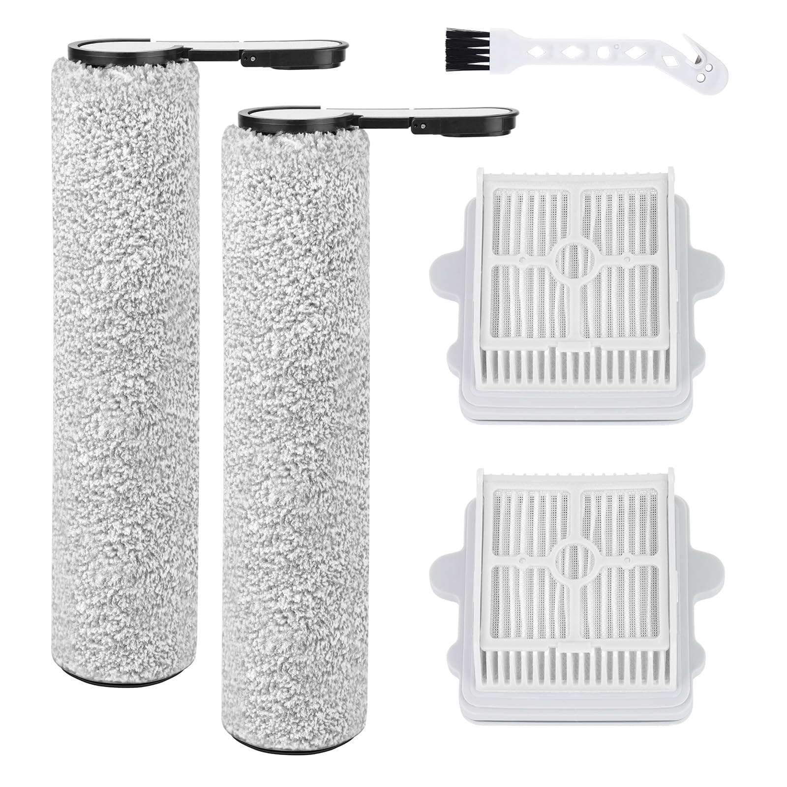 YYDSLEE Rouleau brosse et filtre pour Roborock F25/F25 Ace/F25 Alt/F25 LT/F25 RT Kit d'accessoires pour aspirateur eau et poussière 2 rouleaux brosse + 2 filtres de rechange + 1 brosse de nettoyage
