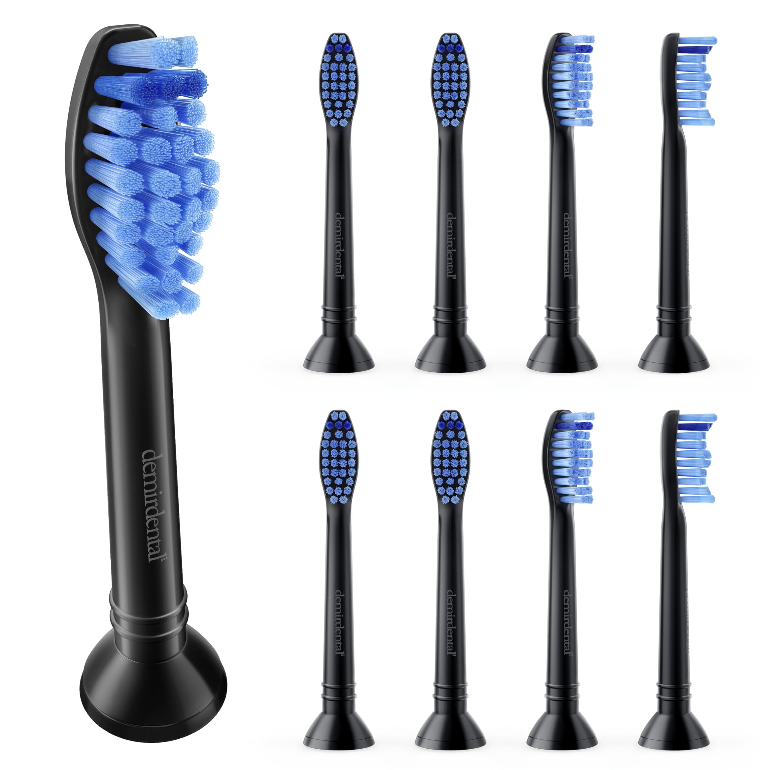 8er demirdental Aufsätze passend für Philips Sonicare Ersatzbürsten ProResults Medium Bürstenköpfe, für täglich präzise Zahnreinigung, Schwarz, entspricht HX6018b