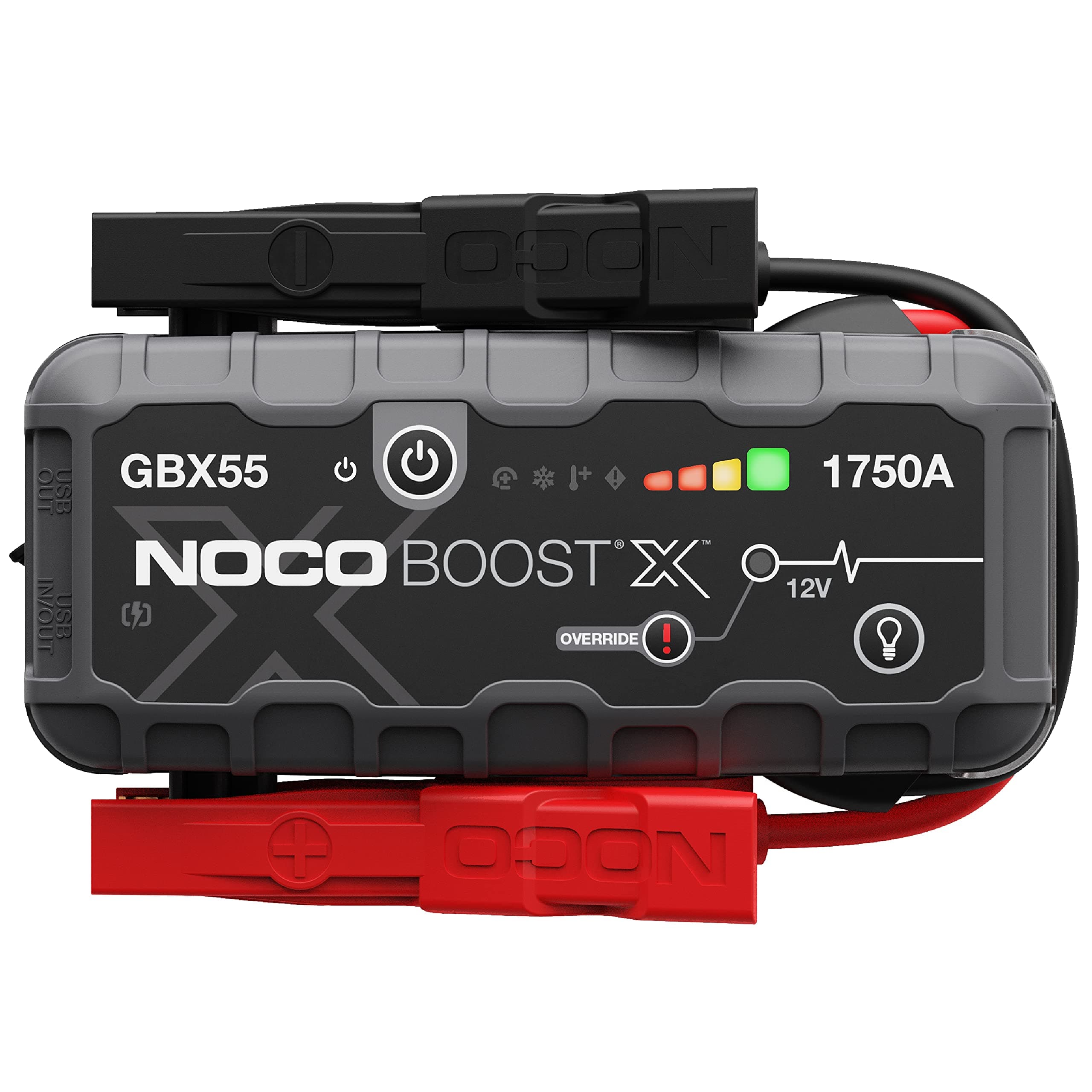 NOCO Boost X GBX55: Arrancador de Batería de Litio de 1750A UltraSafe – Antichispas y Protección contra Polaridad Inversa – Power Bank USB y Linterna LED – para Motores de Gasolina 7,5L y Diésel 5,0L