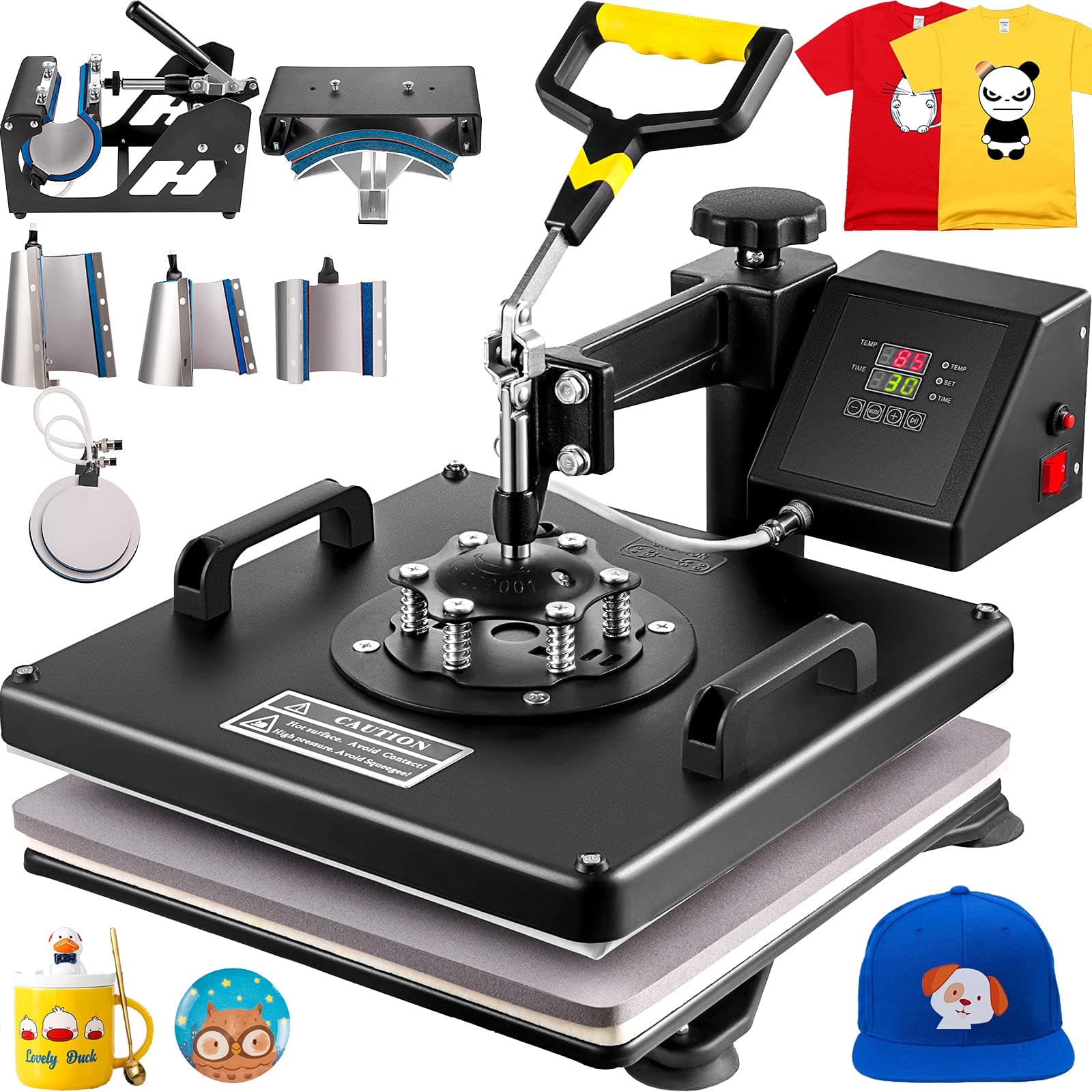 VEVOR Machine de Presse Chaude 8 en 1 Double Affichage 38 x 38 cm Presse à Chaud Machine Sublimation Presse de Chaleur 1250 W Presse de Transfert