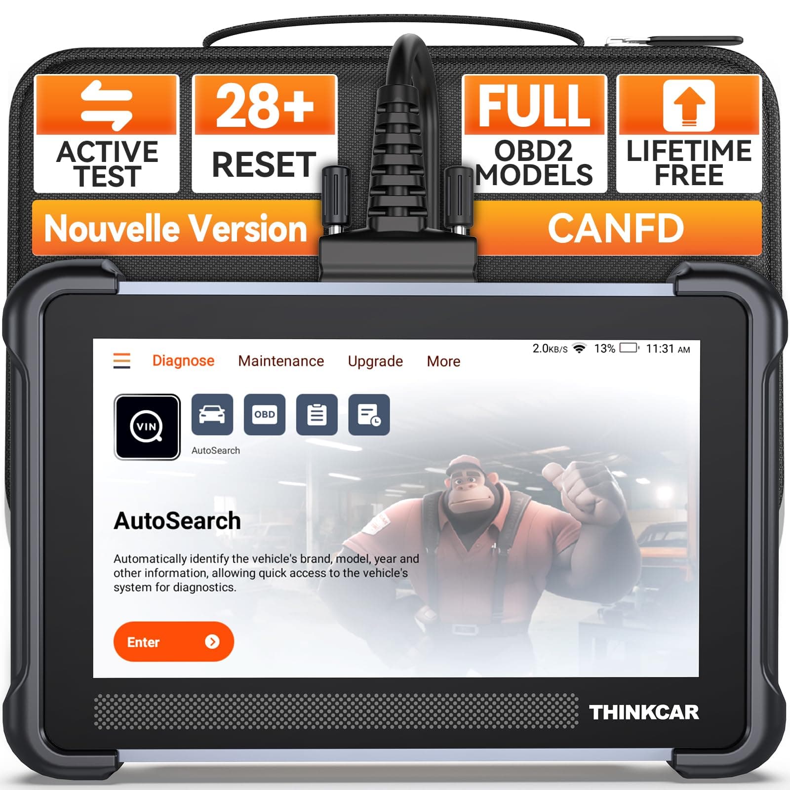 THINKCAR Valise Diagnostic Auto, ThinkScan 672 Scanner OBD2 pour Système Complet Outil de Diagnostic avec 28 Réinitialisations, Can FD, Mise à Jour Gratuite à Vie
