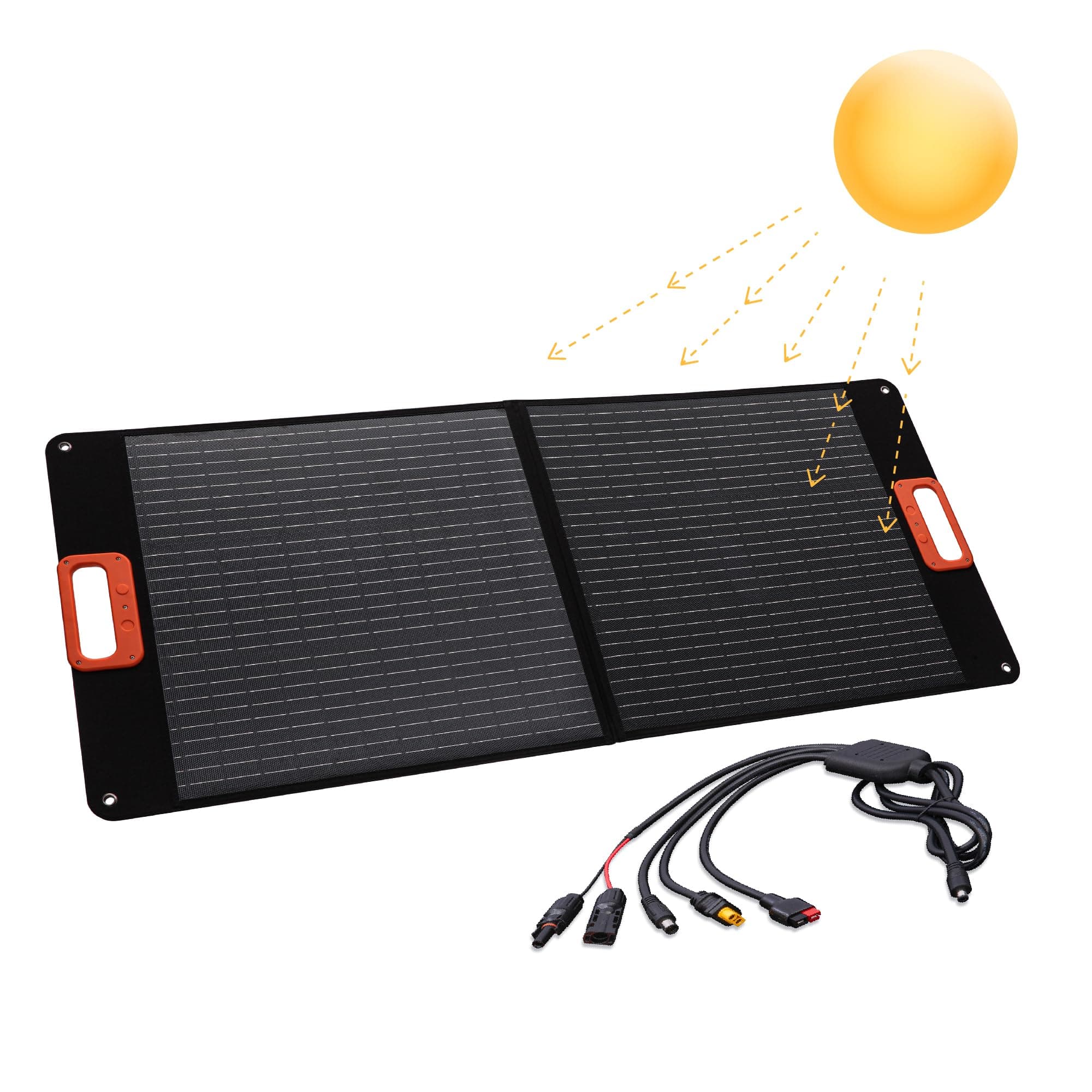 Technaxx Panneau solaire pliable 100W TX-206 chargeur solaire monocristallin portable pour toutes les stations électriques courantes avec sorties USB-A/USB-C/XT60/DC7909/MC4/Anderson
