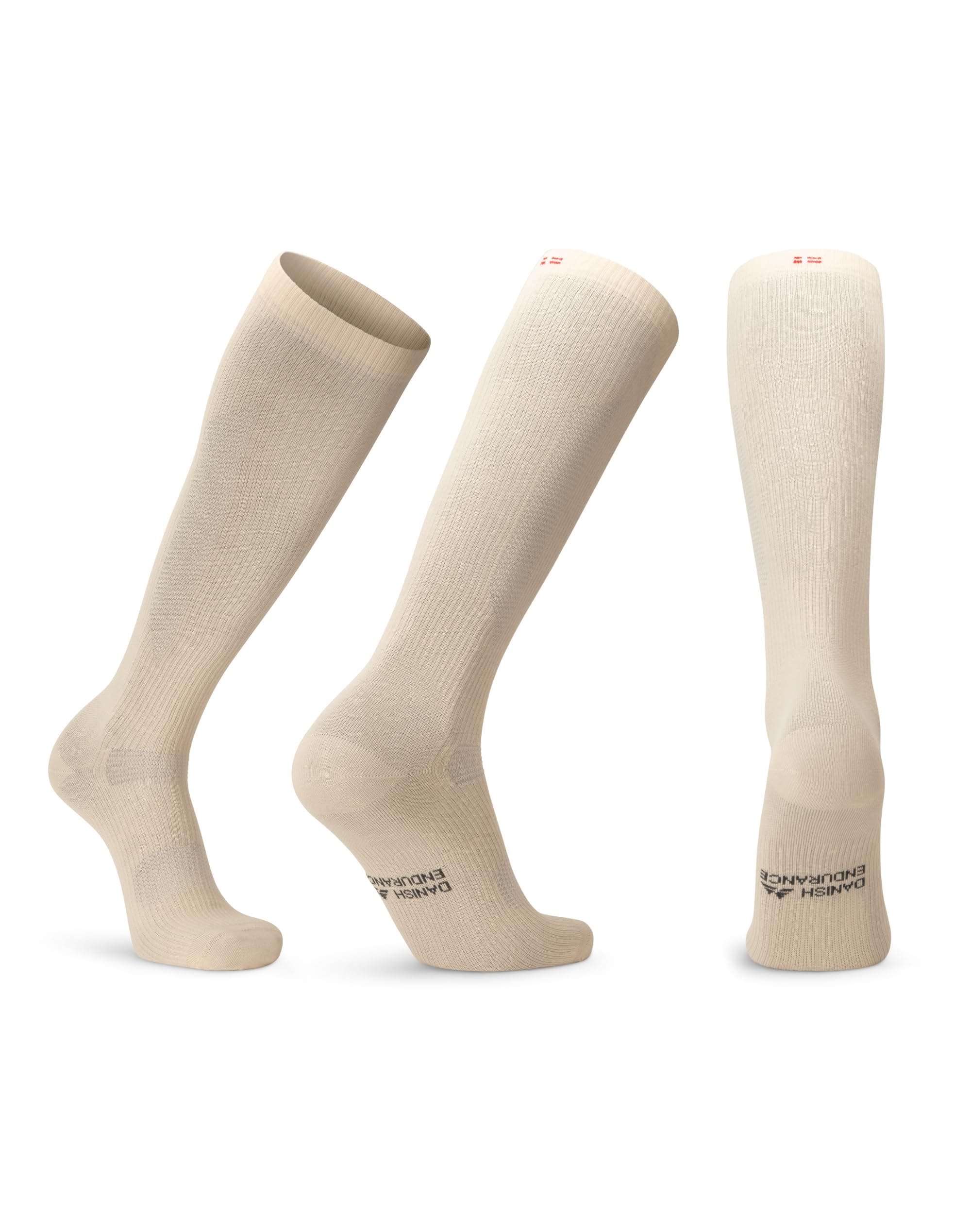 DANISH ENDURANCE Chaussettes de Contention en Coton Bio, 14-18 mmHg, Soutien pour Pieds Enflés, Infirmiers, Compression Graduée, Unisexe, Homme Femme