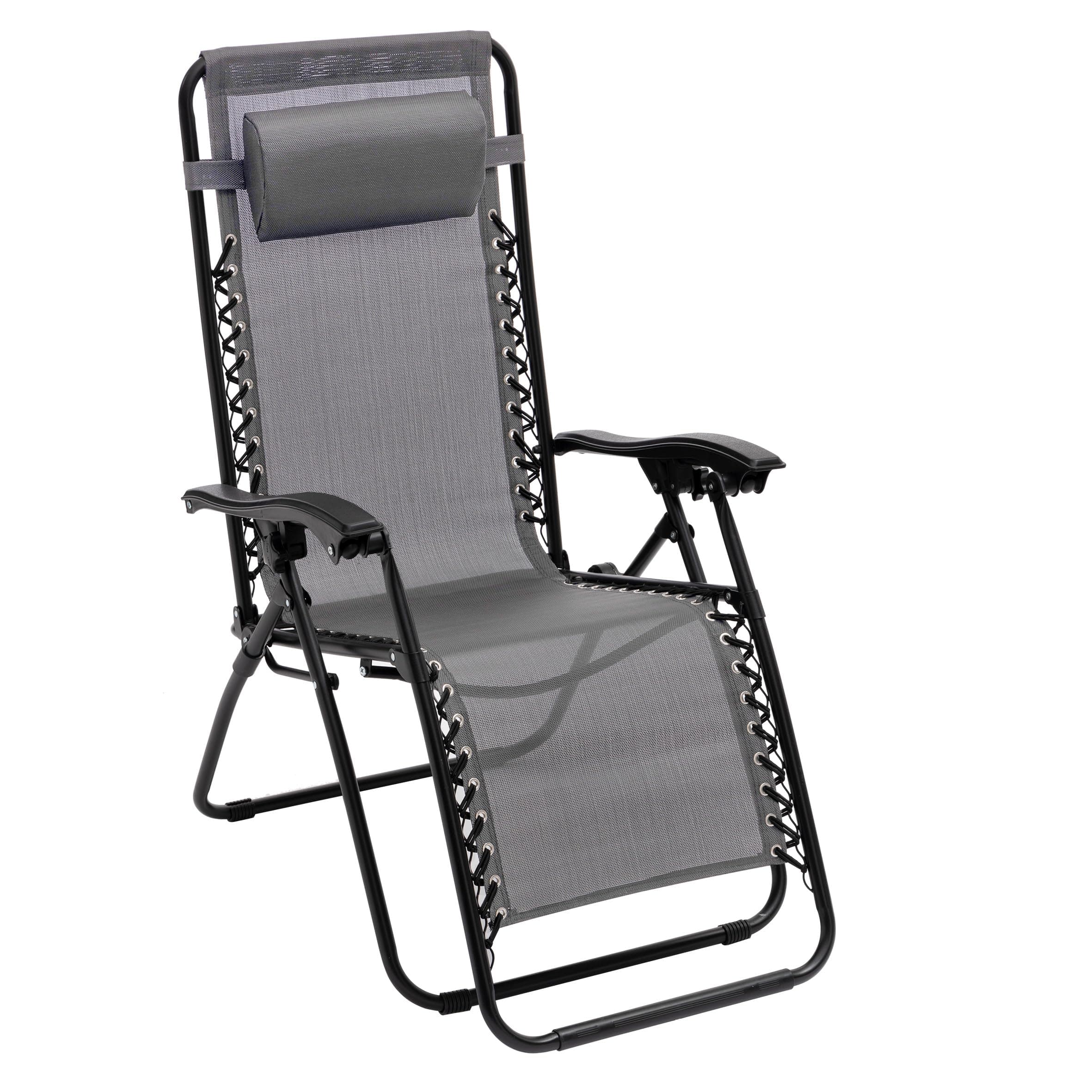 Baroni Home Sedia Sdraio Zero Gravity da Giardino, Chaise Longue Pieghevole da Esterno, Sdraio Salvaspazio per Piscina e Terrazzo, Poltrona Relax, 165x65x93 cm Grigio