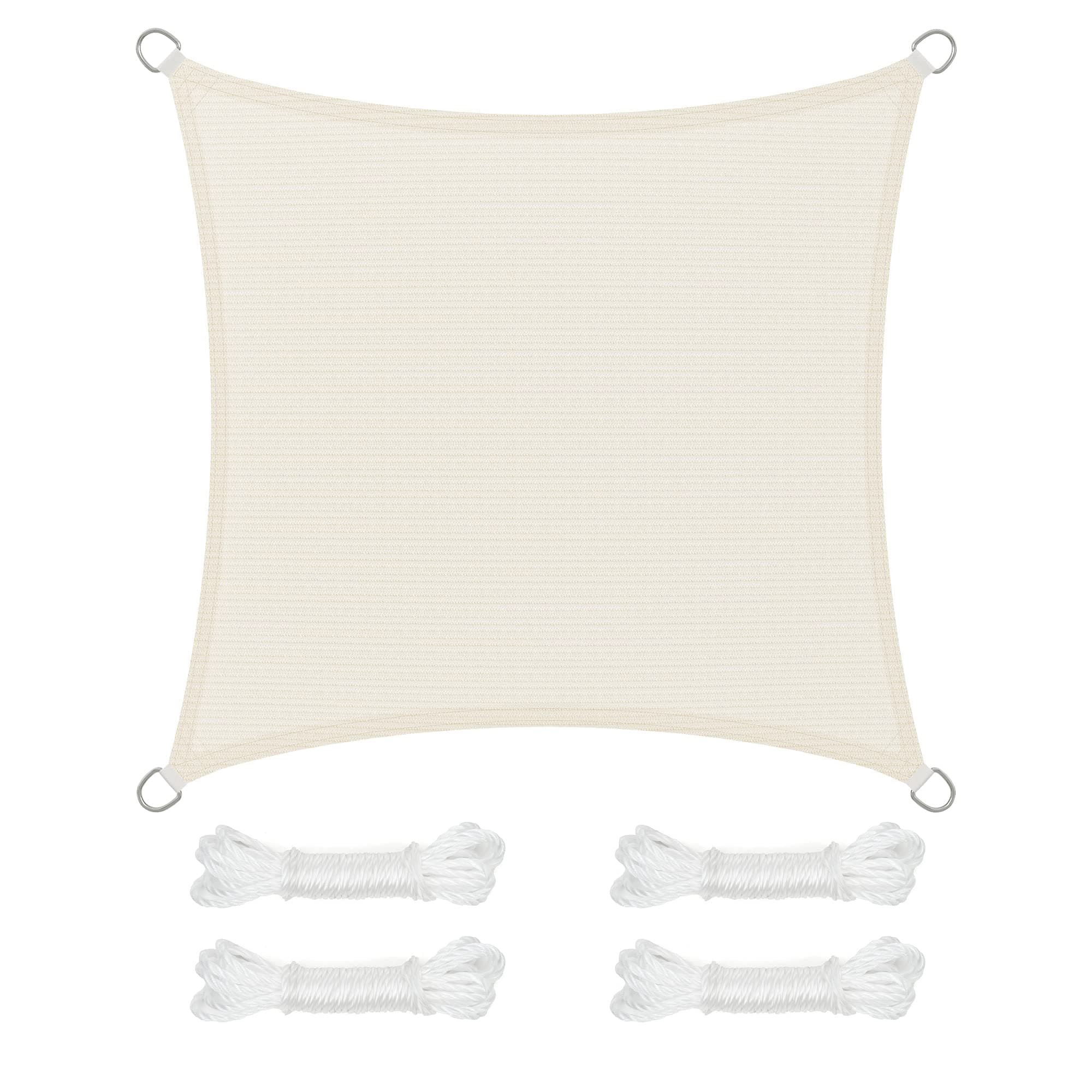 SONGMICS Sonnensegel 5 x 5 m, Sonnenschutz aus HDPE-Gewebe, luftdurchlässig, wasserdurchlässig, für Terrasse, Garten, Balkon, Camping, quadratisch, konkav, 2 m Seile, beige GSS55IV