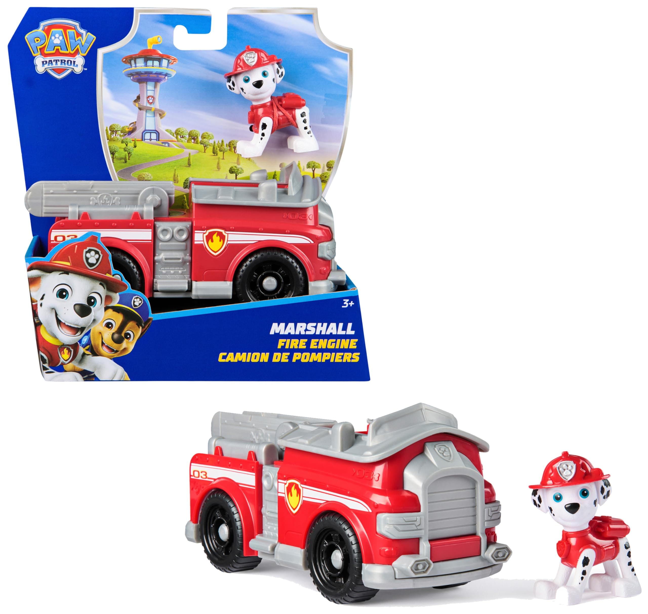 Paw Patrol Patrulla Canina - Camión Bomberos y Figura Marshall - Camión de 15 cm con Figura Patrulla Canina Juguetes - Juguetes Niños 3 Años + - Regalo Niño 3 Años +