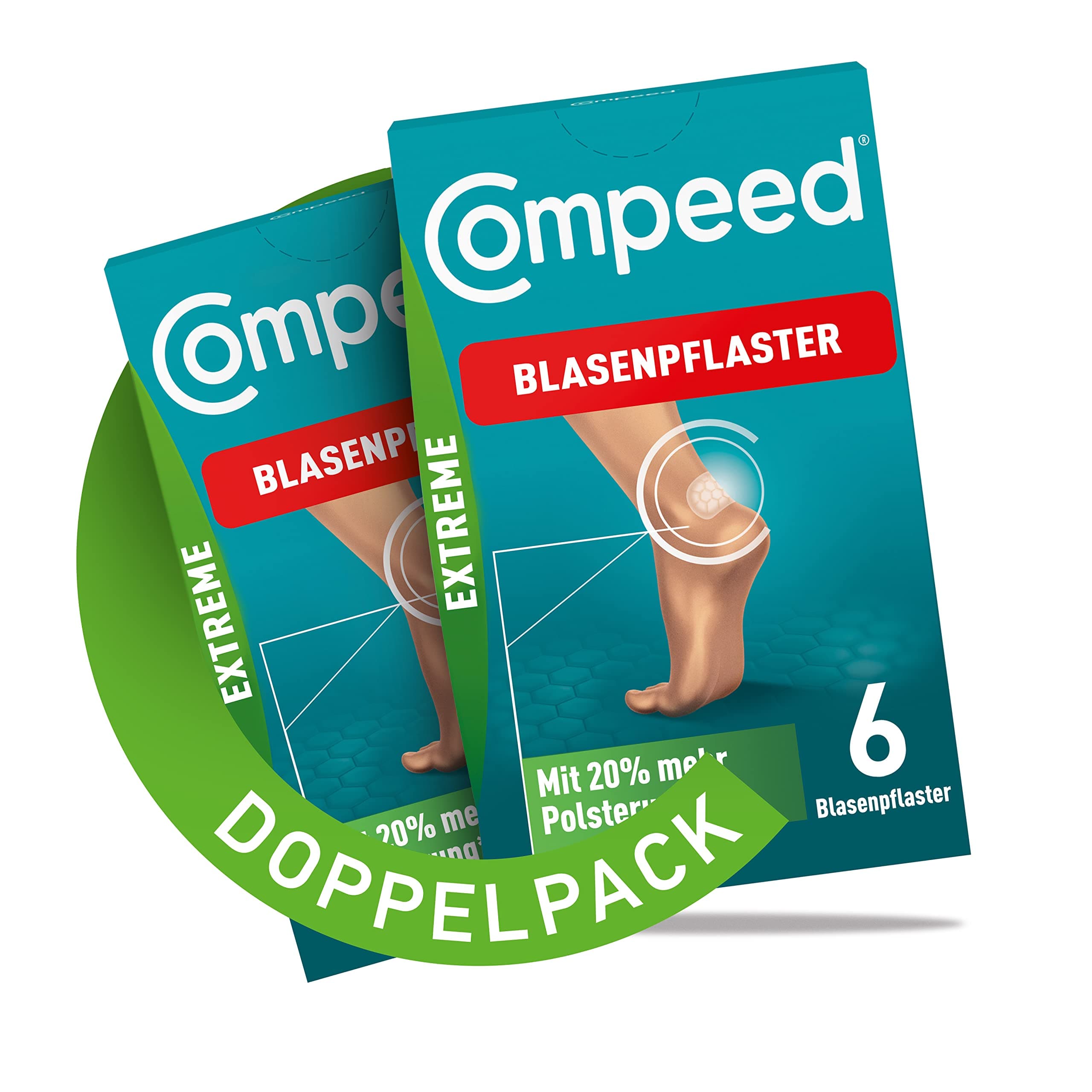 Compeed Blasenpflaster Extreme Doppelpack – Hydrokolloid-Pflaster für extra starken Schutz bei Blasen an den Fersen, 12 Pflaster