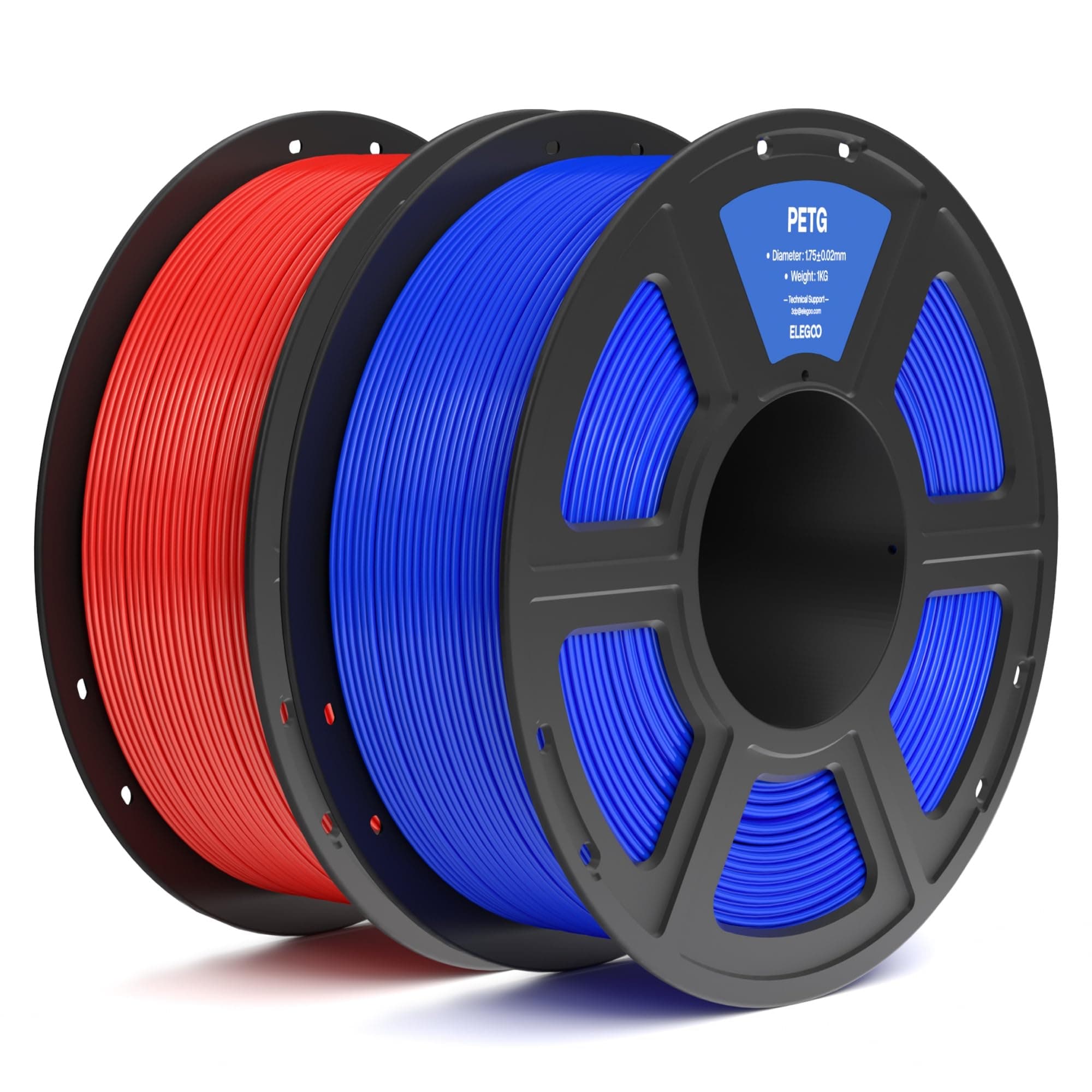 ELEGOO Filamento PETG 1.75 2KG Rojo y Azul, Filamento PETG para Impresora 3D, Precisión Dimensional +/- 0.02mm, Carrete Filamento 3D, para Mayoría Impresoras 3D