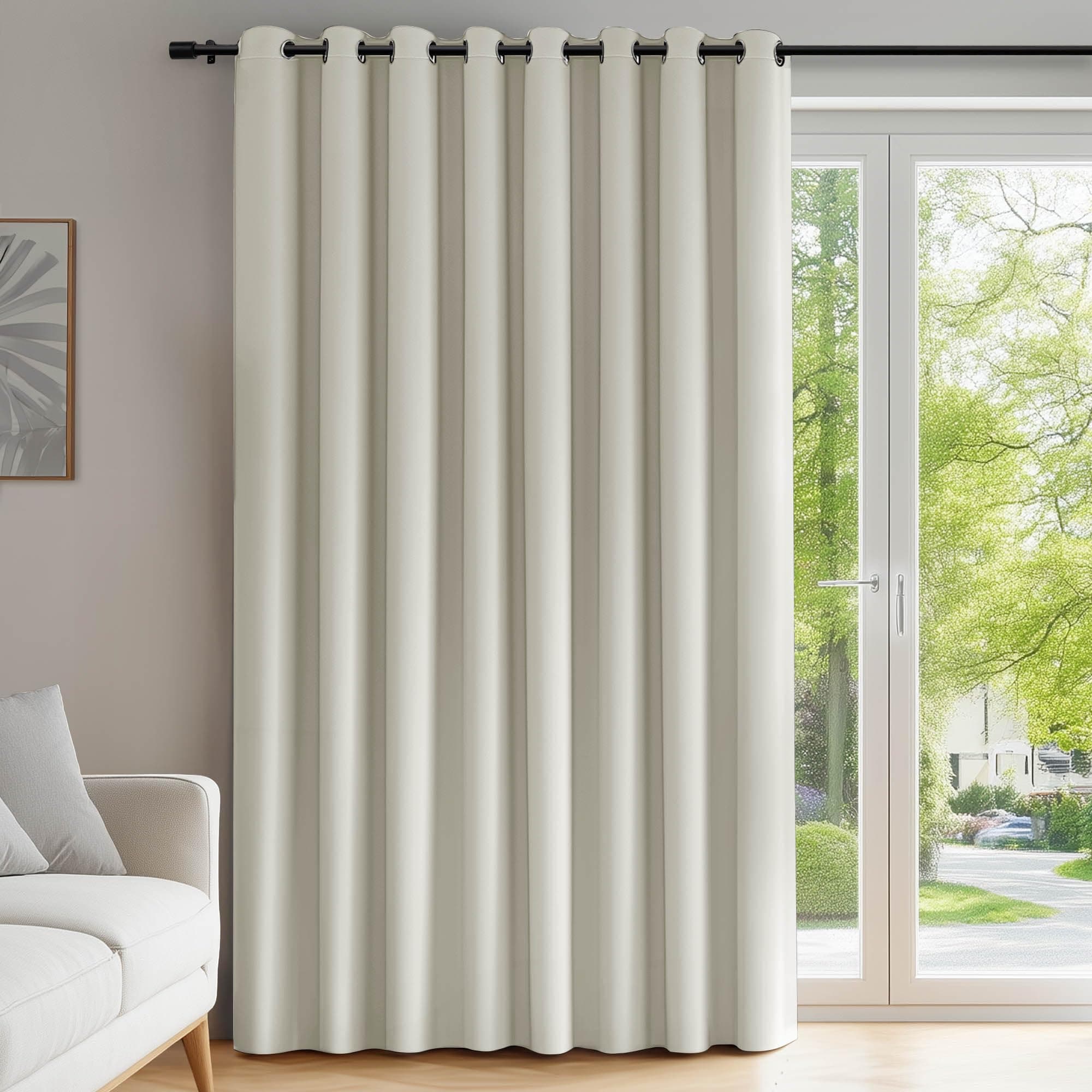 Deconovo Cortinas opacas aislantes térmicas, 254 x 270 cm (anchura x altura), diseño moderno con ojales, cortinas para dormitorio infantil, color beige claro, 1 pieza(s)