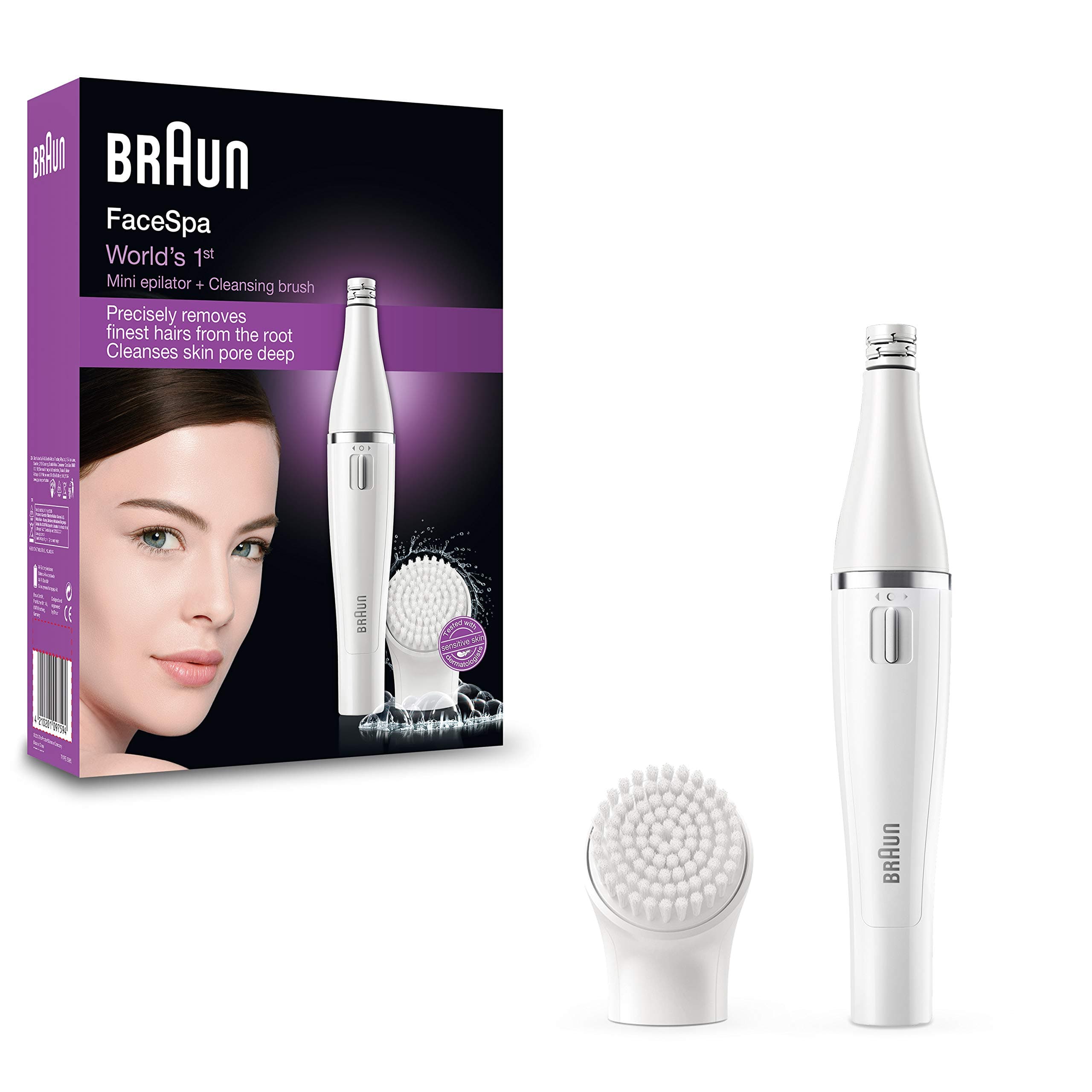 Braun FaceSpa 810 Epilatore Donna per il Viso con Spazzola di Pulizia per Epilare e Pulire il Viso, con Batterie Supplementari