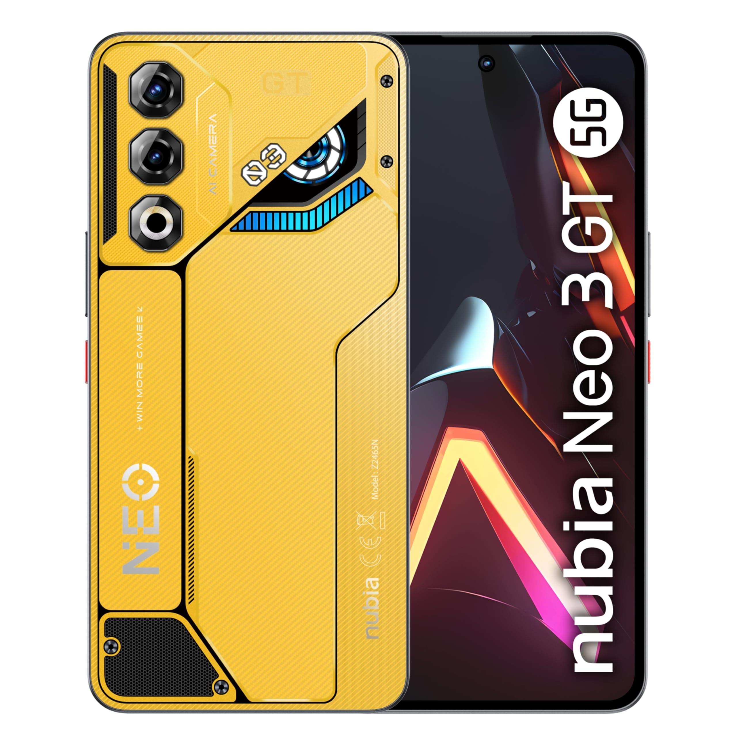 nubia Neo 3 GT 5G Smartphone Gaming Android 15, 12+12GB RAM Dinamica + 256BG ROM, Display 6.8” FHD+ 120Hz, Fotocamera 50MP, Smartphone Dual SIM, NFC, Batteria 5000mAh, Colore Electro Yellow