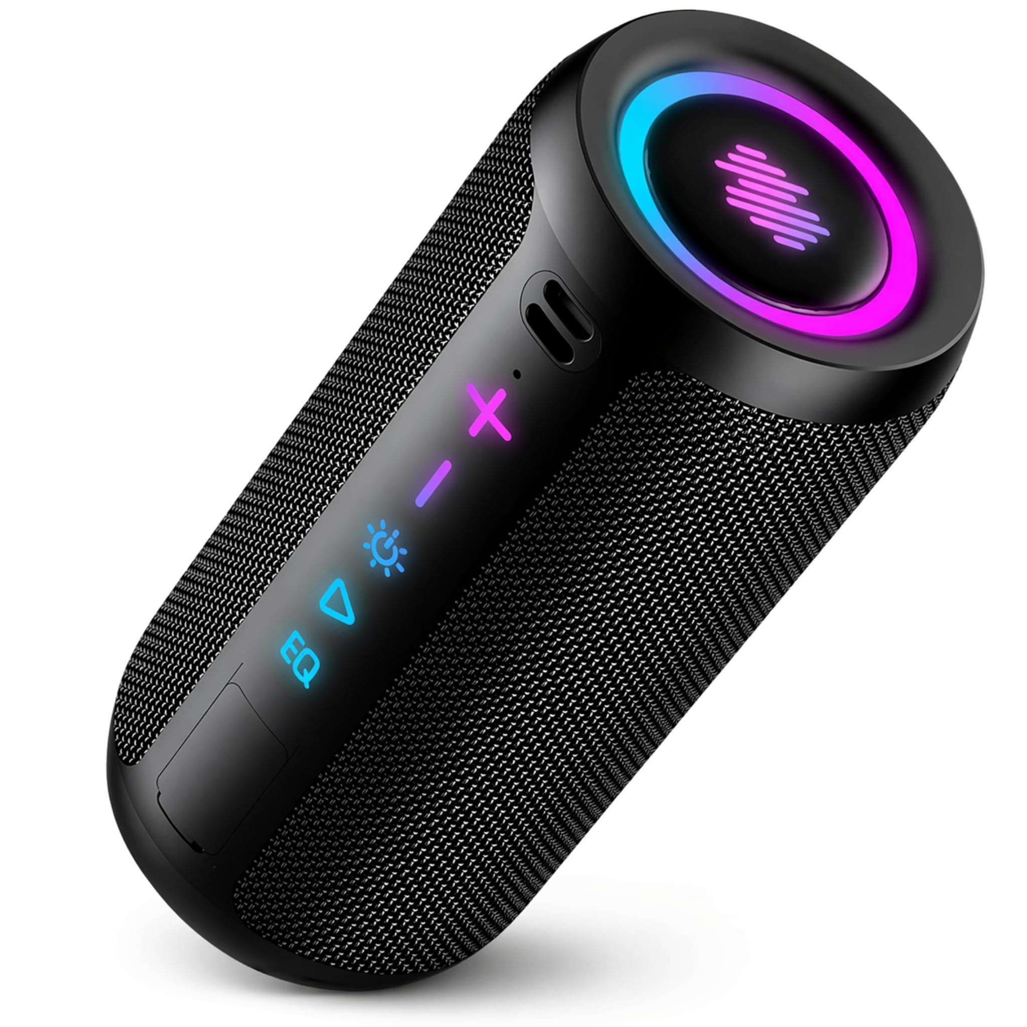 Enceinte Bluetooth Puissante 5.4 sans Fil avec Bass Puissantes, Haut-Parleur Portable 30W, Autonomie 30H,Son Surround à 360 degrés,Appairage TWS,IPX7,AUX,TF Carte,pour l'extérieur/La Fête/Voyage, Noir