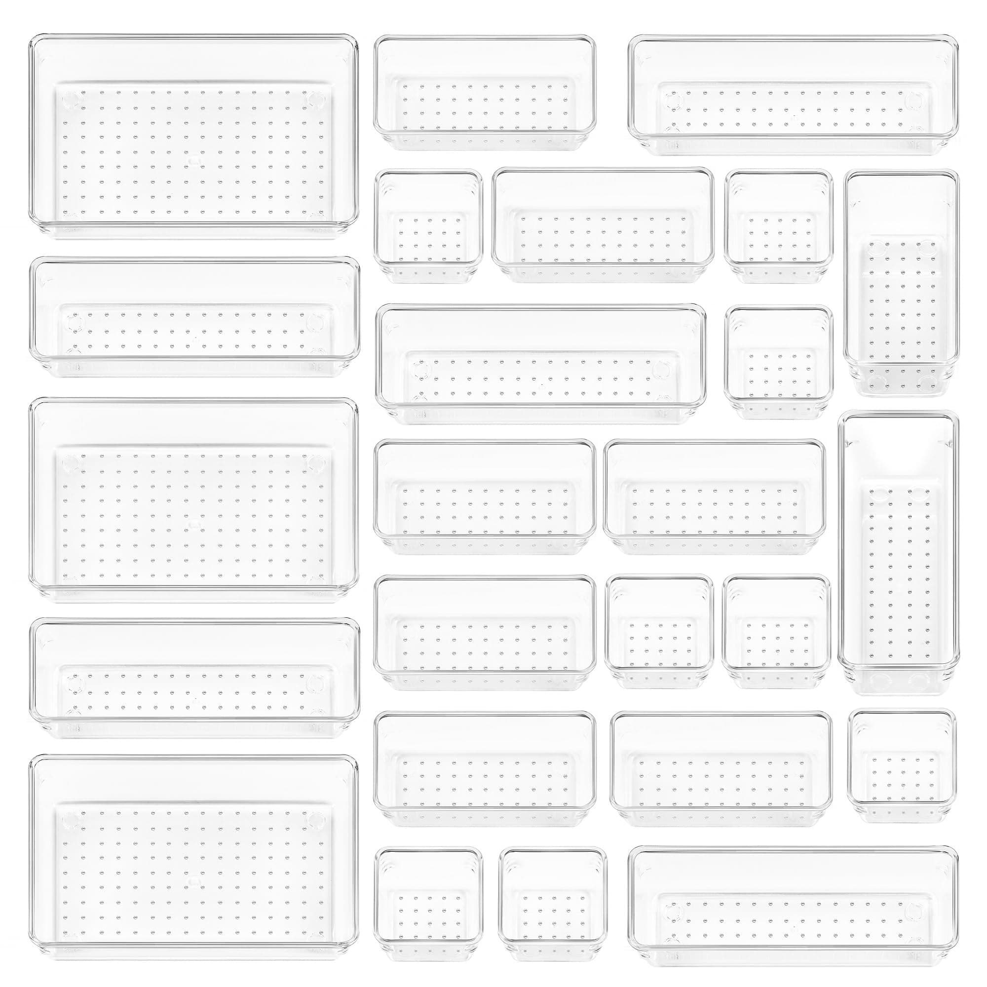 Vtopmart 25 Stücke Schubladen Organizer mit 4 Größen, Make up Ordnungssystem, Schminktisch Organizer Einsetzbar für Makeup, Küchen, Badezimmer, Büro, Schminktisch