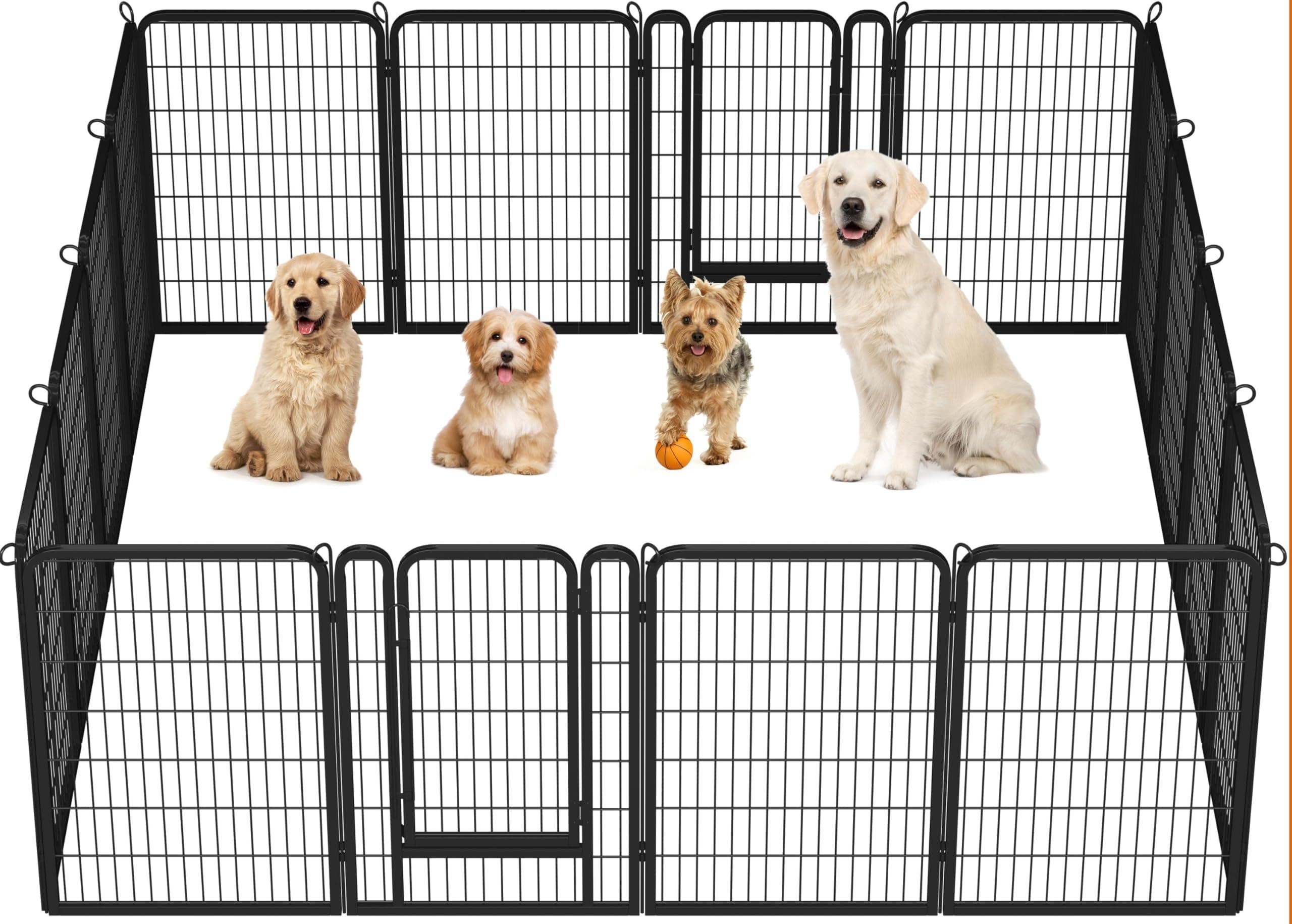 Yaheetech Parque para Perros con Cerradura Integrada 16 Paneles 100cm Alta Vallas para Perros Grandes para Jardín Interiores Exteriores