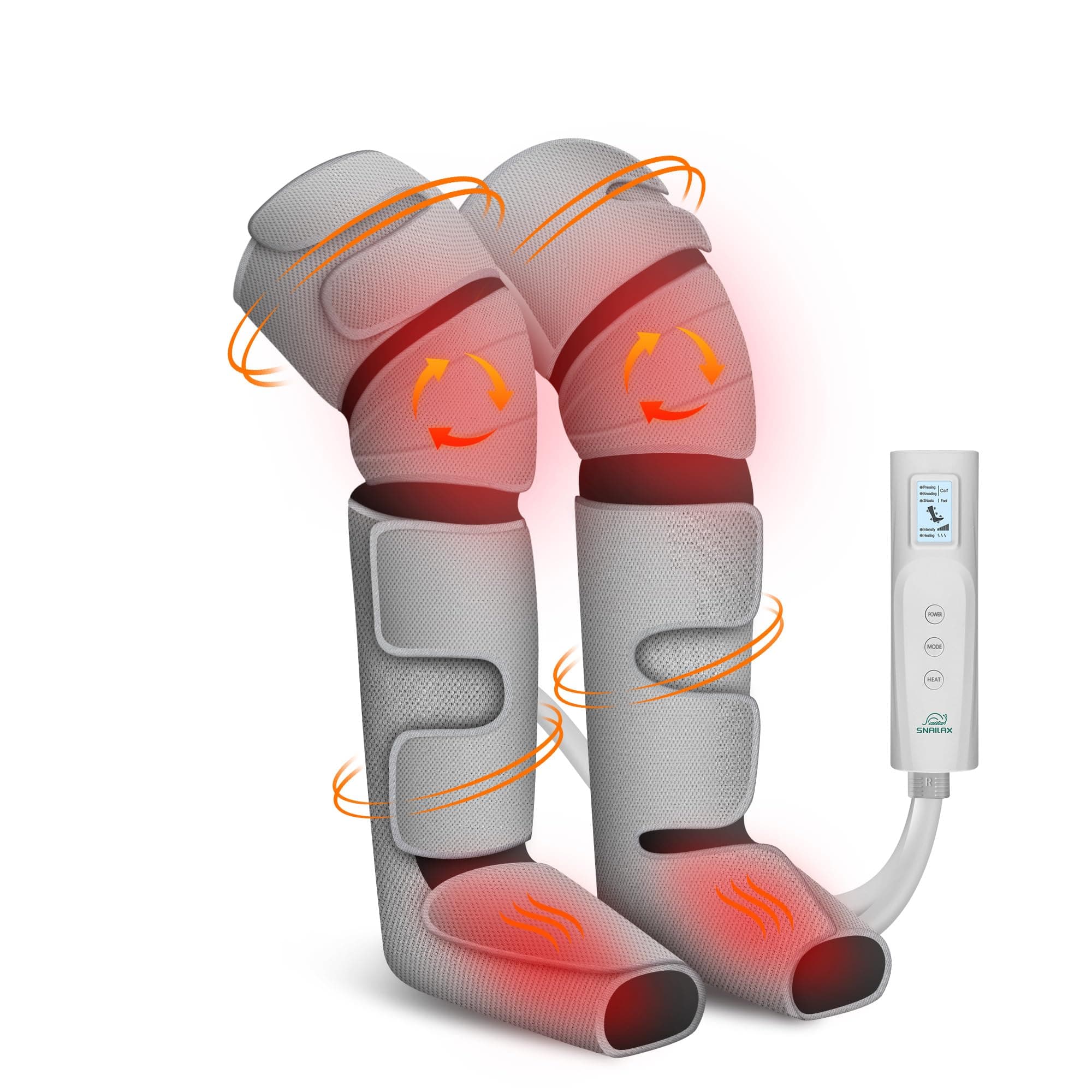 Snailax Masajeador de Piernas para Hombre y Mujer, para Casa y Oficina | Masajeador de Pantorrillas con Compresión de Aire y Calor, 3 Modos, 3 Intensidades, Ajustable, Regalo para Mujer y Hombre