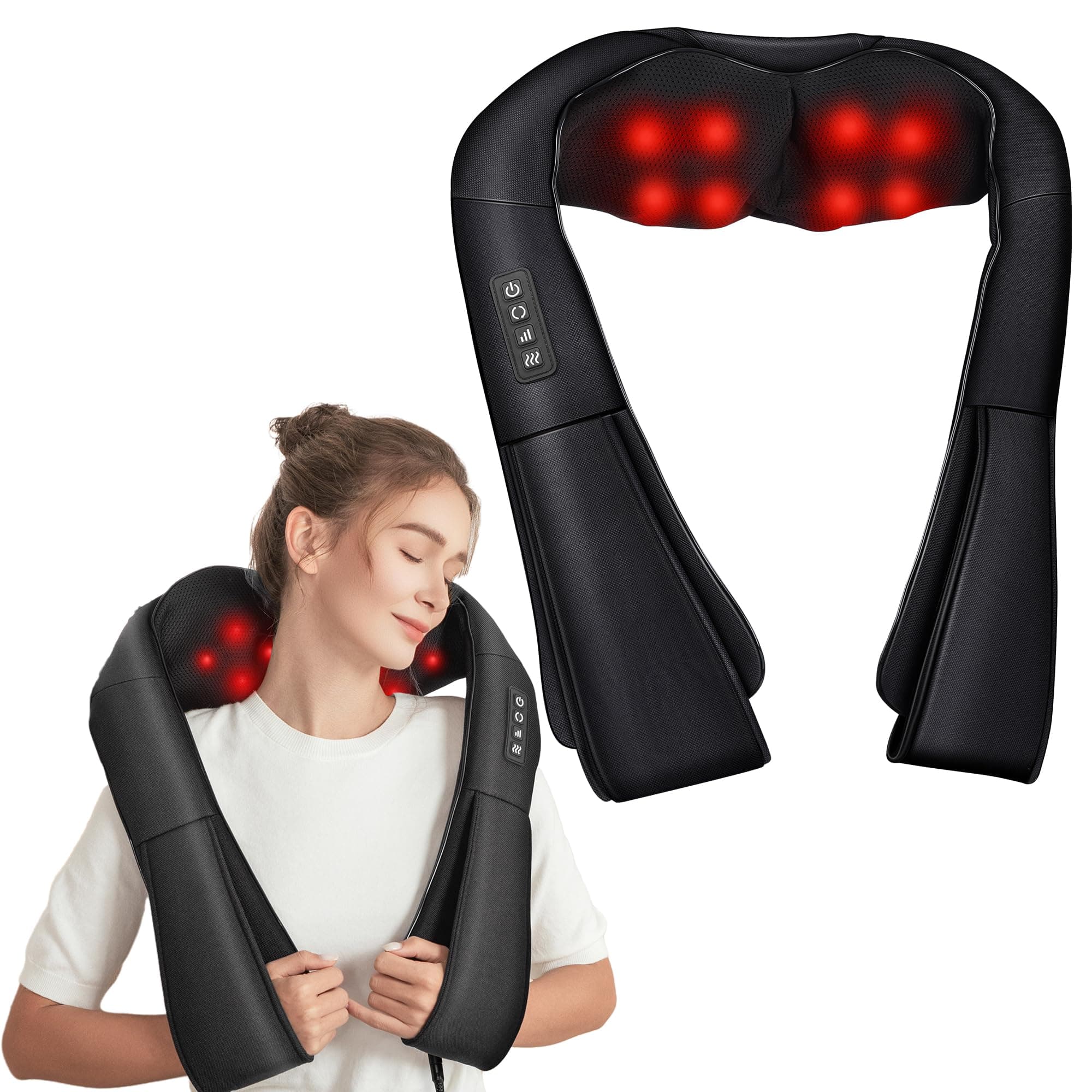 Brelley Masajeador Cervical y Espalda con Calor 3D, Masajeador Espalda Ideal para Aliviar el Dolor Muscular, Regalo para Mujeres y Hombres