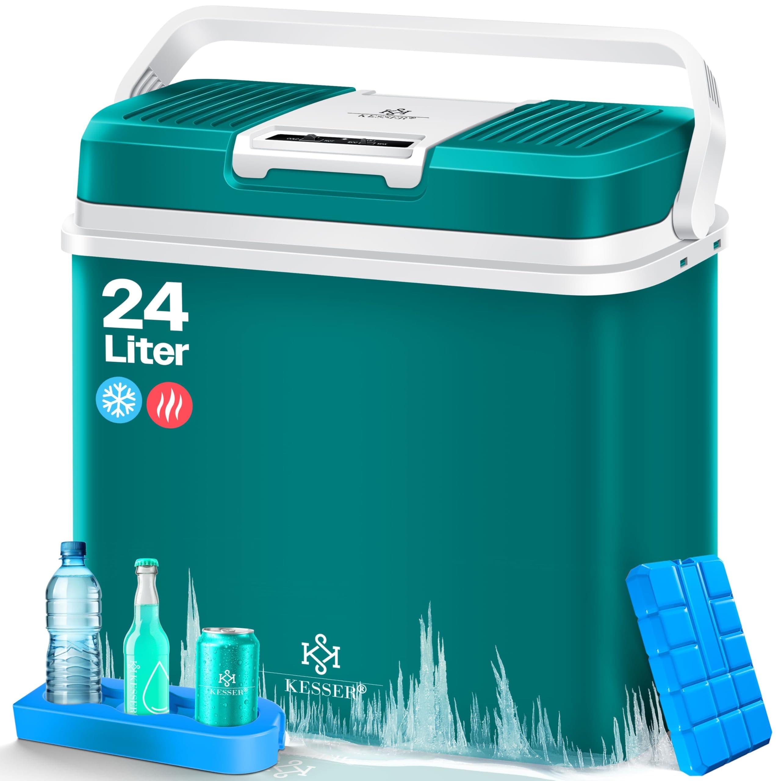 KESSER® 24 Liter Kühlbox | KÜHLT und WÄRMT | Thermo-Elektrische Kühlbox 12 Volt und 230 Volt | Thermobox für Auto, Boot & Camping | Mini-Kühlschrank mit ECO & MAX Modus |