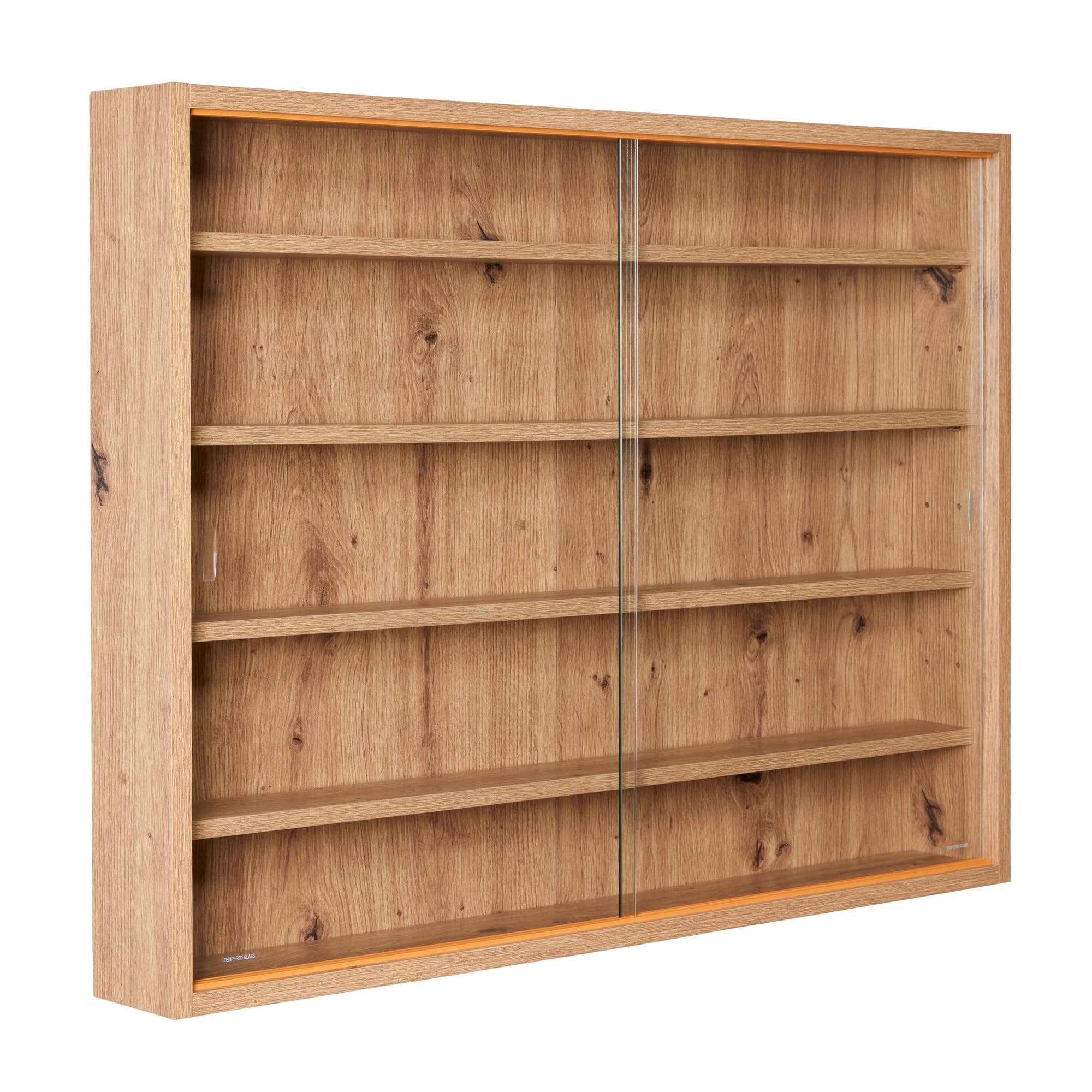 Inter Link - Vitrina de colección - Vitrina - Estantería de pared - Vitrina de cristal - Estantería de pared - Estantería colgante - MDF - Beige (Roble Artesanal), (80x60x9.5cm) Artisario