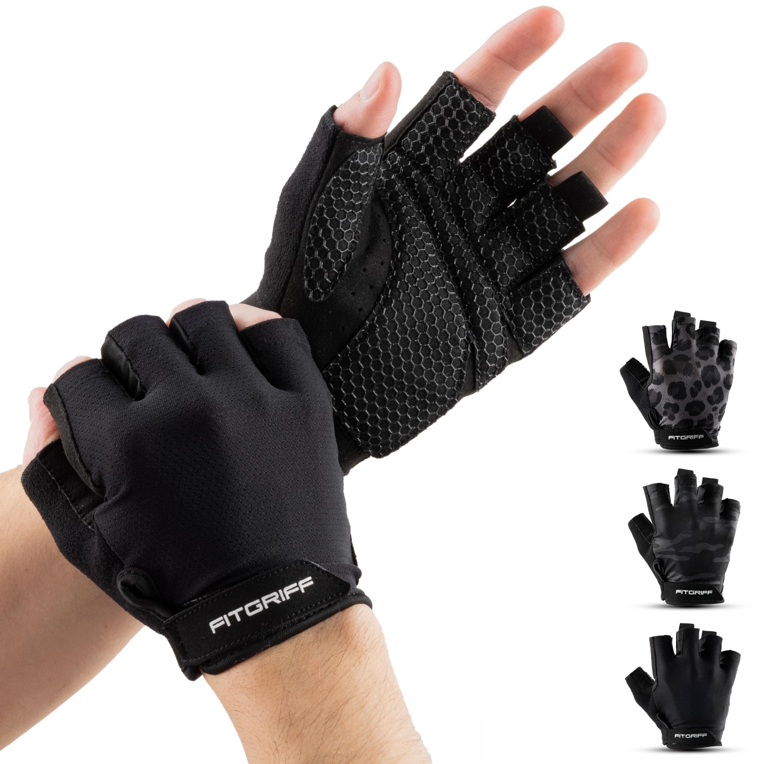 Fitgriff® Guantes Gimnasio Hombre y Mujer (Acolchado) - Accesorios para Gym, Fitness, Entrenamiento y Levantamiento de Pesas