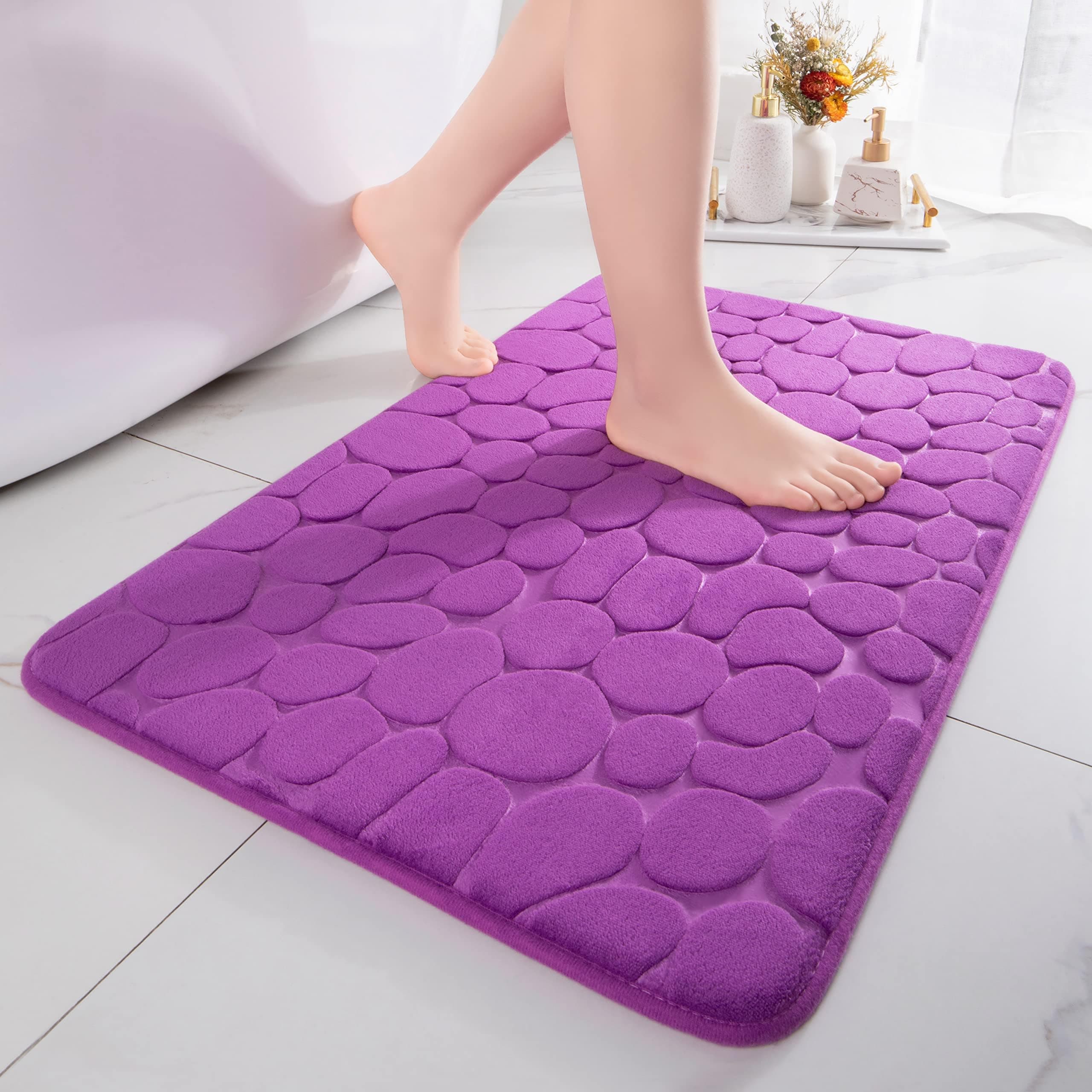 chakme Tapis de bain en mousse à mémoire de forme - Tapis de bain absorbant - Tapis de bain décoratif - Tapis antidérapant pour salle de bain et salon - 60 x 120 cm - Violet
