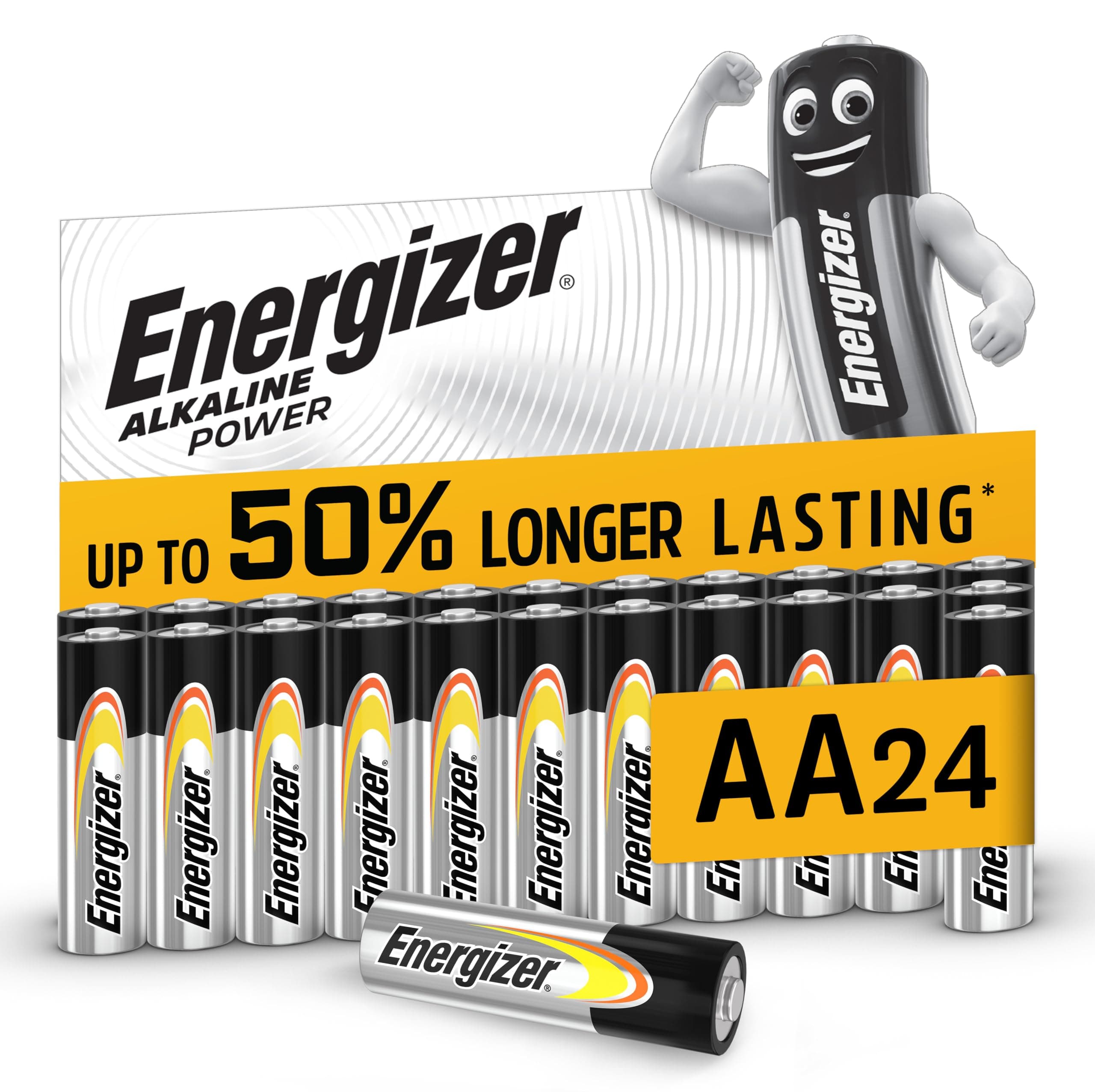 Energizer Alkaline Power - Piles AA (Lot de 24) - Alcaline 1,5V - Énergie Longue durée - Idéales pour Les appareils du Quotidien - Emballage 100% Recyclable - Conservation 7 Ans [Exclusivité Amazon]
