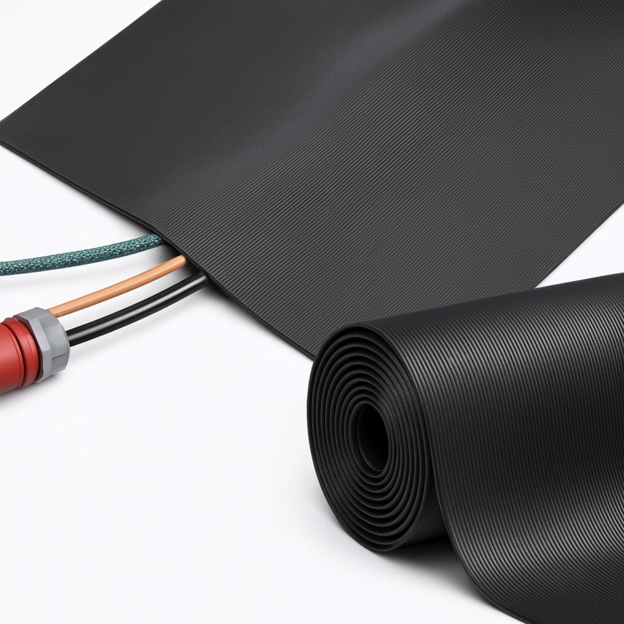 Floordirekt - Kabelschutzmatte 3 mm, Kabelmatte, Feinriefenmatte Kabelschutzmatte Outdoor kabelmatten Gummi (50cm, 1 Meter)