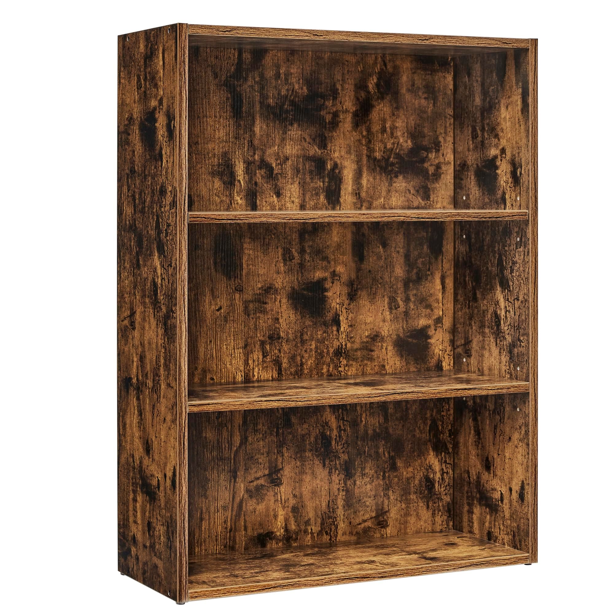 VASAGLE Bücherregal 3 Ebenen, Standregal, Aufbewahrungsregal, verstellbare Einlegeböden, für Wohnzimmer, Homeoffice, Schlafzimmer, vintagebraun LBC163X01