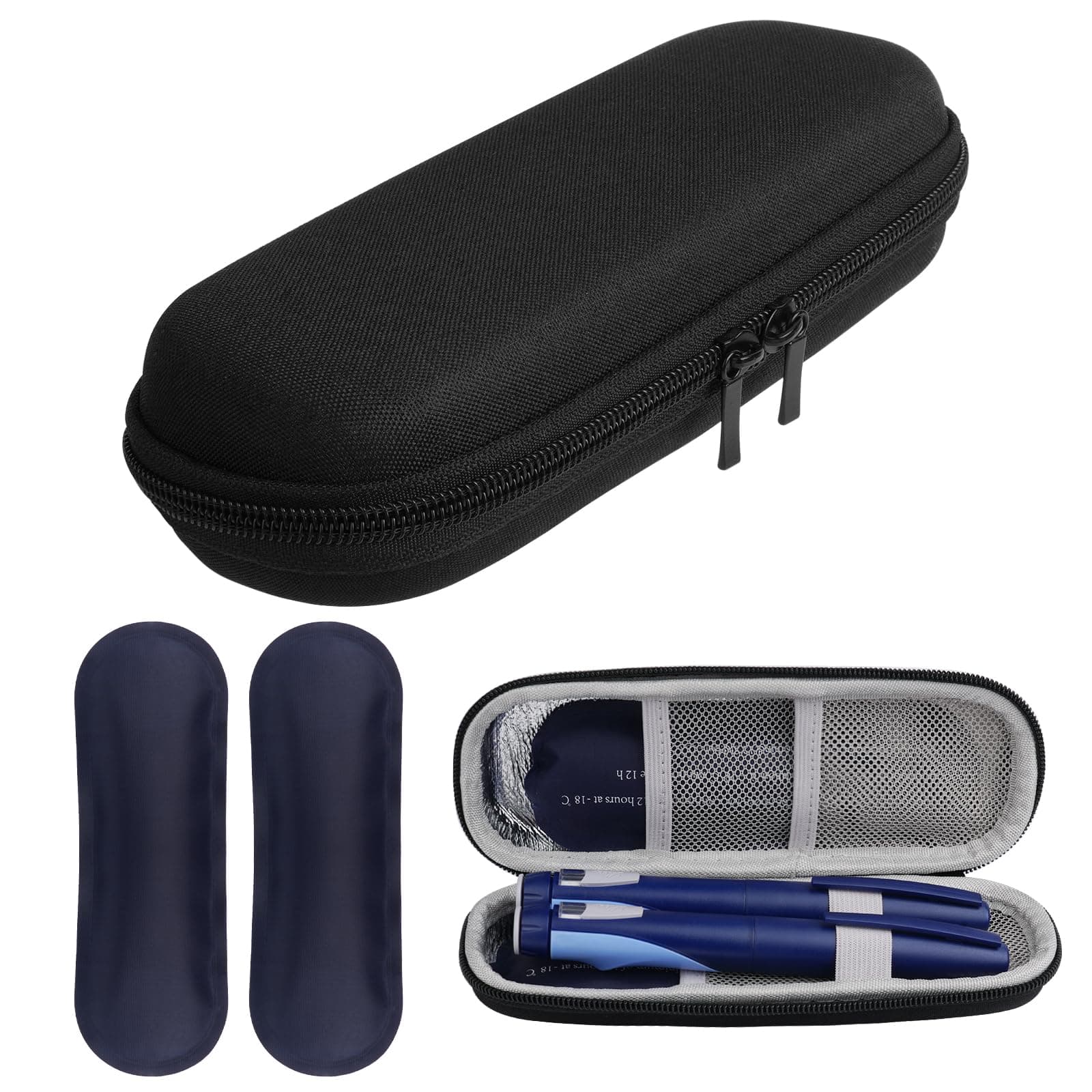 ACWOO Borsa Termica per Insulina, Borsa per Diabetici da Viaggio con 2 Impacchi di Ghiaccio, Portatile Custodia Per Insulina Per Diabetici, Perfetto per l'aereo, le Vacanze e i Viaggi D'affari (Nero)