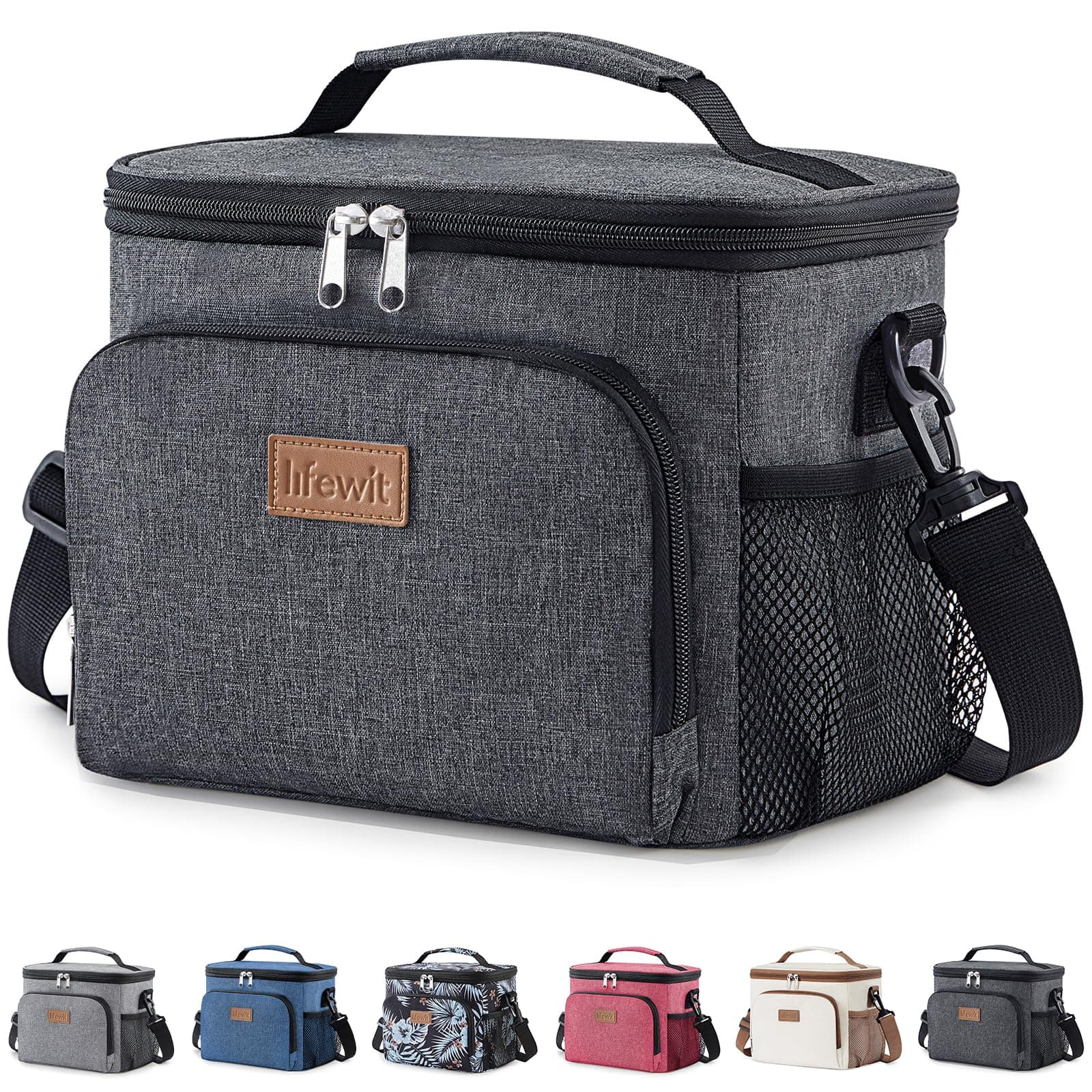 Lifewit Borsa Termica Porta Pranzo, Borse Frigo Piccola Pranzo Ufficio per Uomo e Donna, Impermeabile Lunch Bag con Tracolla, Frigoriferi da Campeggio per Lavoro, Mare, Viaggio, Grigio Scuro, 9L