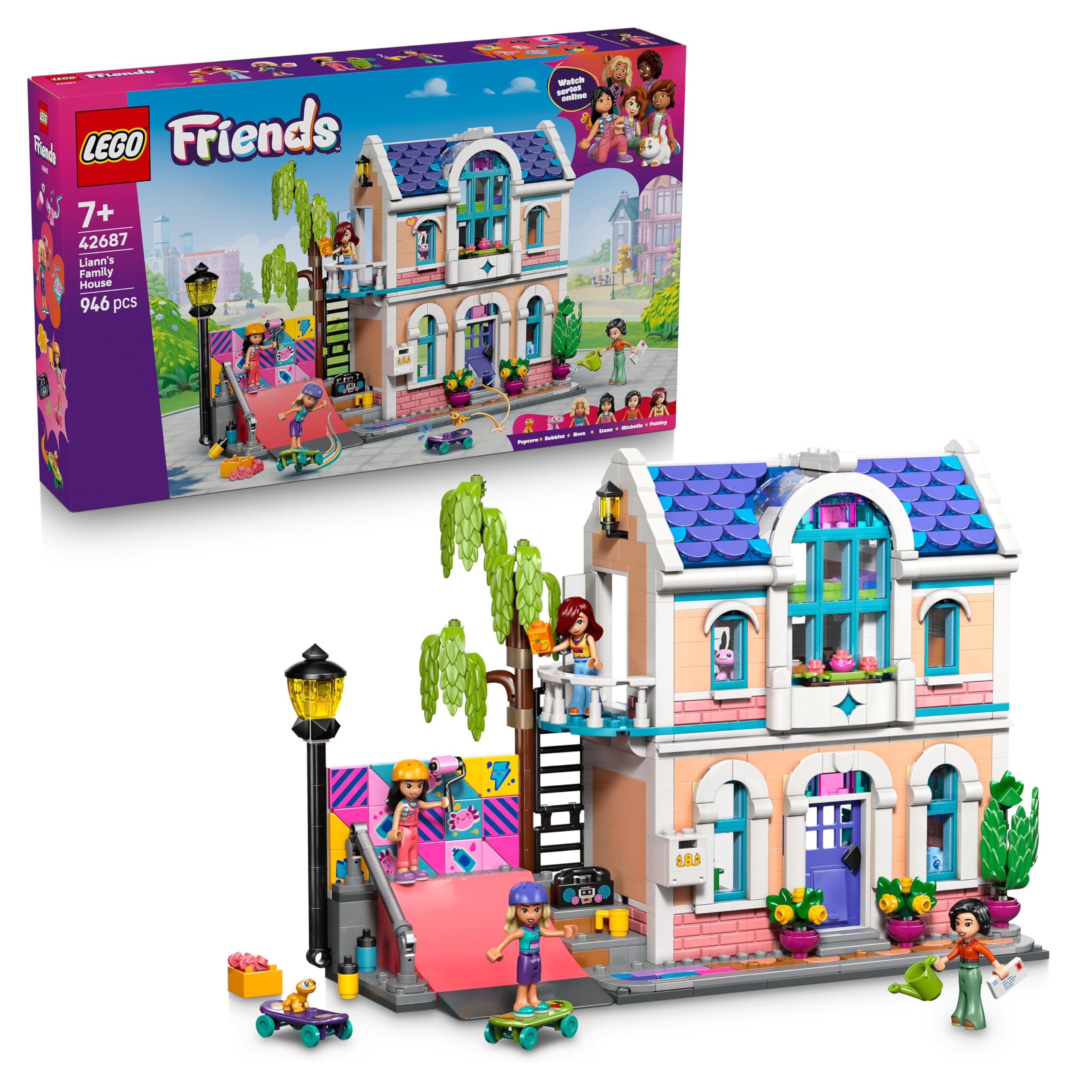 LEGO Friends Casa Familiar de Liann de Juguete - Set en Miniatura con Jardín, 4 Mini Muñecas, Figuras de Animales Inc. Ajolote y Gecko - Regalo de Cumpleaños para Niñas de 7+ Años - 42687