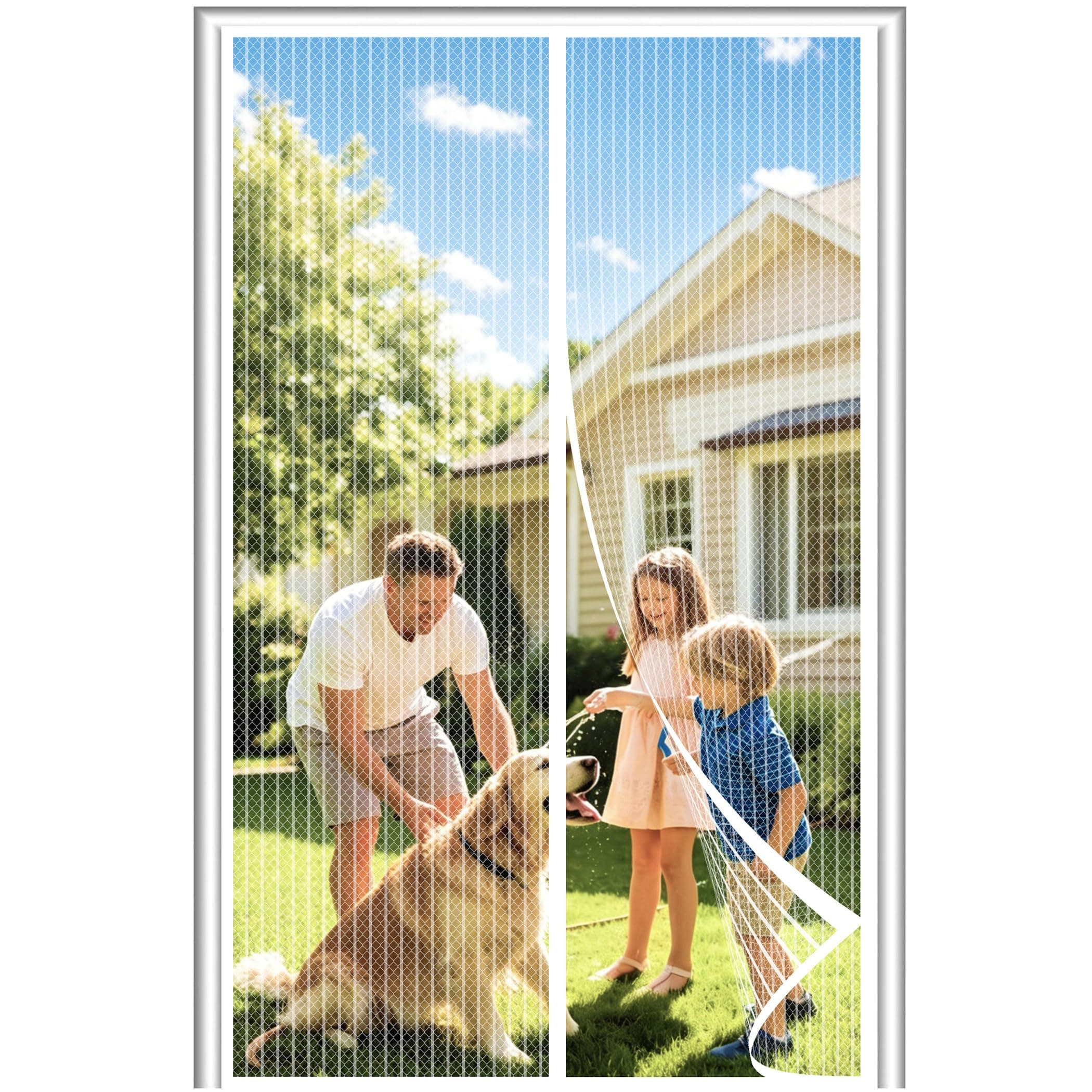 DIKER Moustiquaire Porte Fenetre Aimantée Magnetique, Rideaux Anti Mouches pour Porte,Rideaux Toile Insect Ecran,Moustiquaire Baie Vitree Coulissante,Magnétique Moustique Sans Perçage(140x200cm,Blanc)