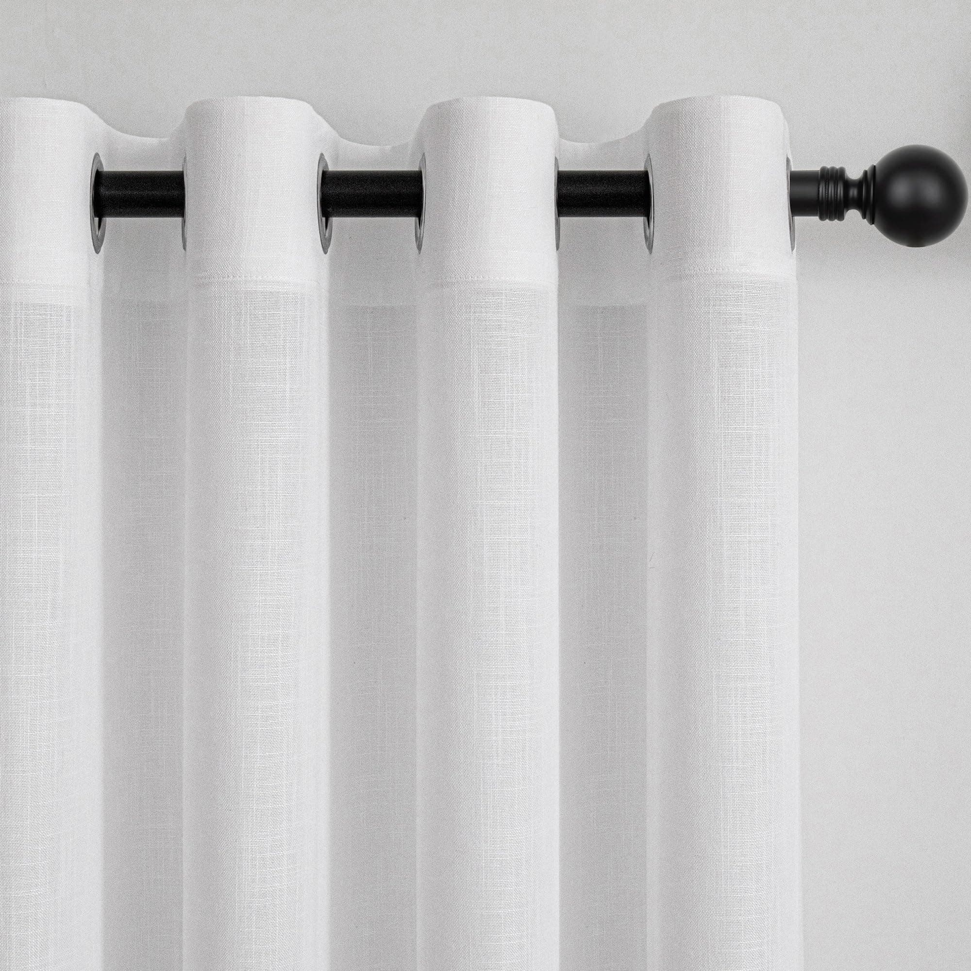 Rideau Voilage Blanc Lin 140x240cm Rideaux Salon Moderne Opaque Lumière Douce Translucides et Draperies Intérieurs à Oeillets Décorati Chambre Adult Enfant Fenêtre Coucher Dressing Boheme 2pcs