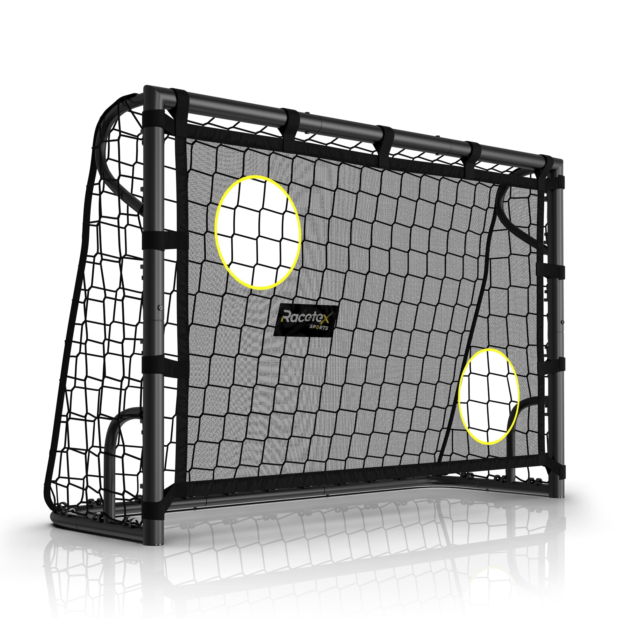 Racetex But de football pour jardin enfants [avec mur de but] – But de football robuste pour enfants et adultes avec cadre en acier à l'avant et filet de football résistant aux intempéries – Le but de