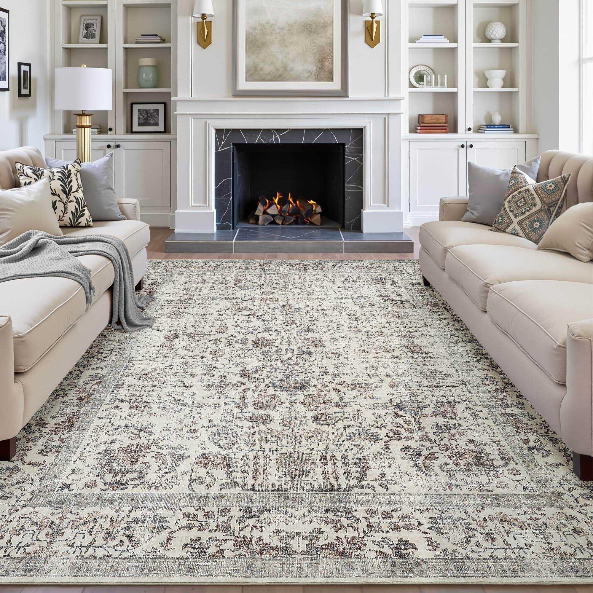 HUGEAR Vintage Tappeto Salotto 200x300cm Talpa Tappeti Soggiorno Antiscivolo Lavabile in Lavatrice Tapette Camera da Letto Sala Ufficio Bambina Bambino Pelo Corto Grande Carpet