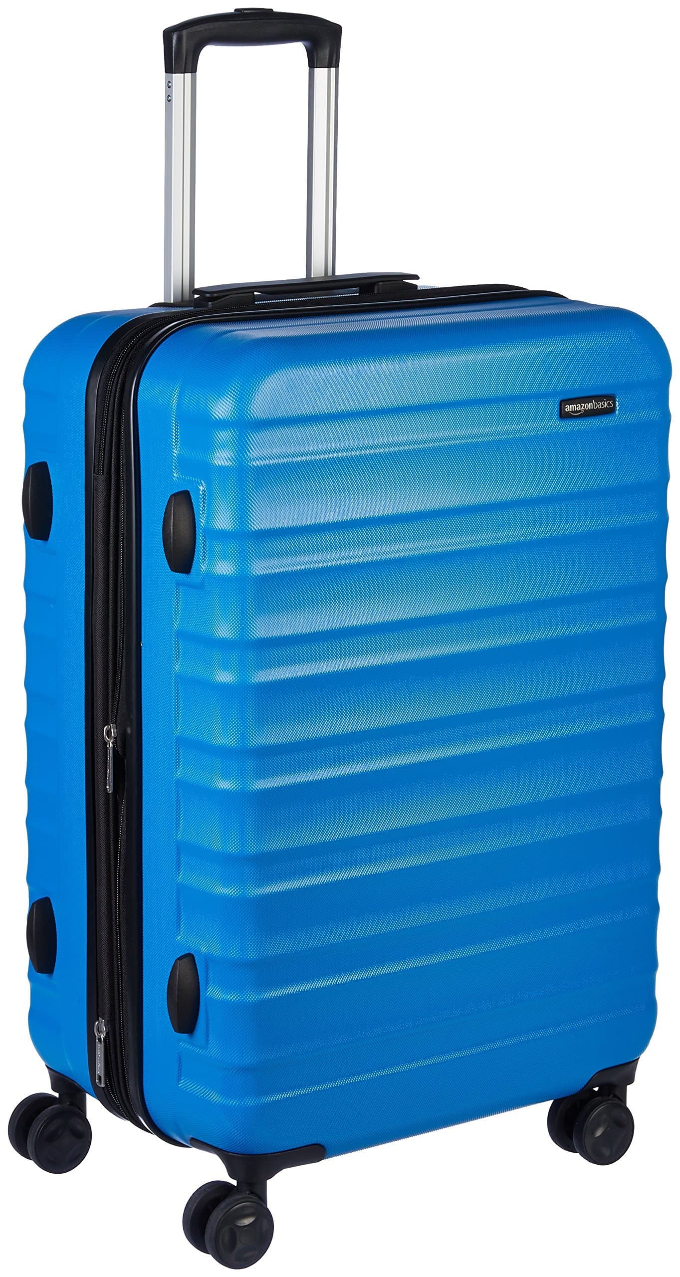 Amazon Basics Maleta Rígida Mediana - Equipaje de Viaje Extensible ABS con 4 Ruedas Dobles Giratorias - Resistente a Arañazos y Ligera - 68 x 45,1 x 28,6cm - Azul Claro