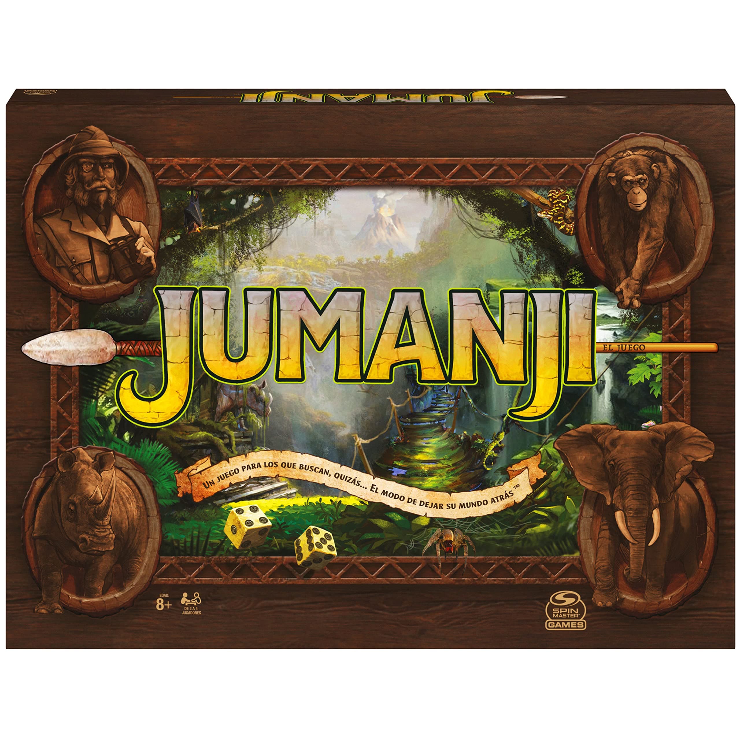 Spin Master Games - Jumanji Juego de Mesa en Español para 2-4 Jugadores, Infantil y Adultos - Regalo Niños 8 años + - Juegos de Mesa Niños 8 Años +