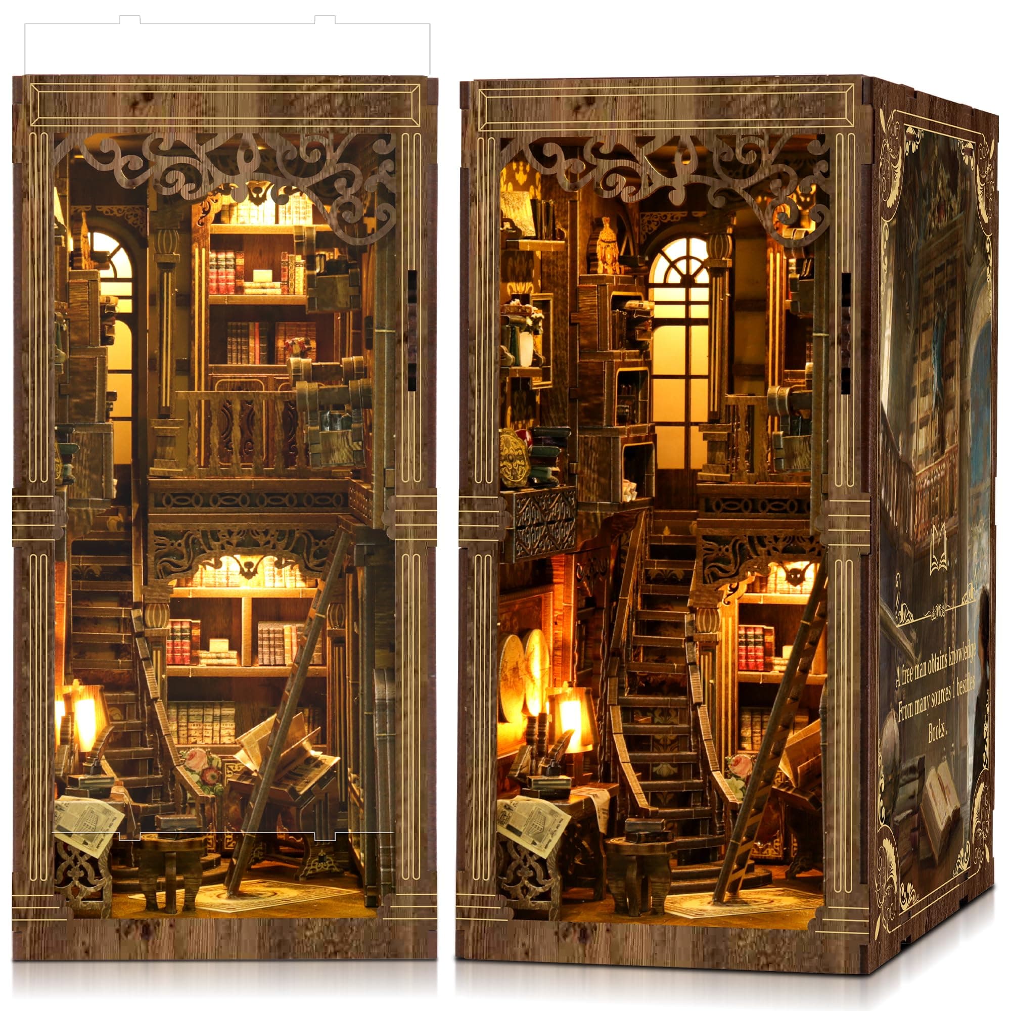 LUMYCE DIY Book Nook Kit: Casas en Miniatura para Montar con Muebles - Maquetas Adultos Decoración Creativa para Estanterías y Luces LED