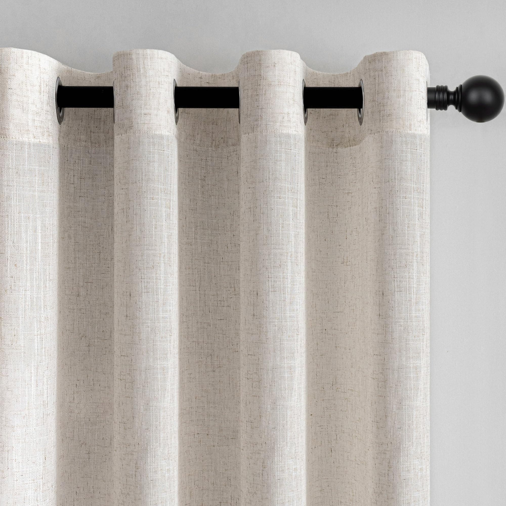 Rideau Voilage Beige Avoine 1pc Boheme 300x240cm Naturel Lin de Porte Rideaux Chambre Adult Moderne Translucides et Draperies Intérieurs à Oeillets Décorati Dressing Cuisine 2pcs