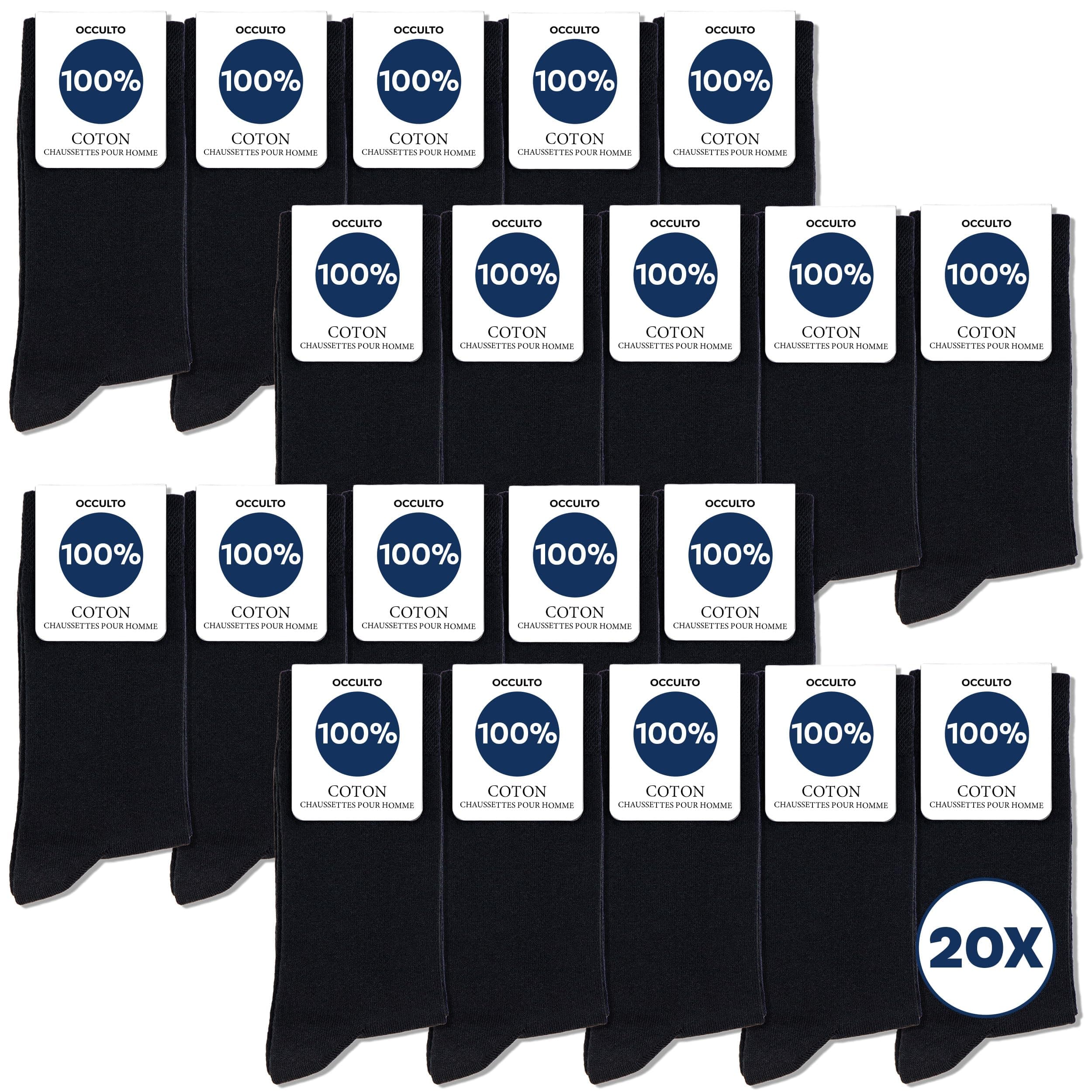 Occulto chaussettes homme 100% coton lot de 10-20 paires (modèle: Ingo)