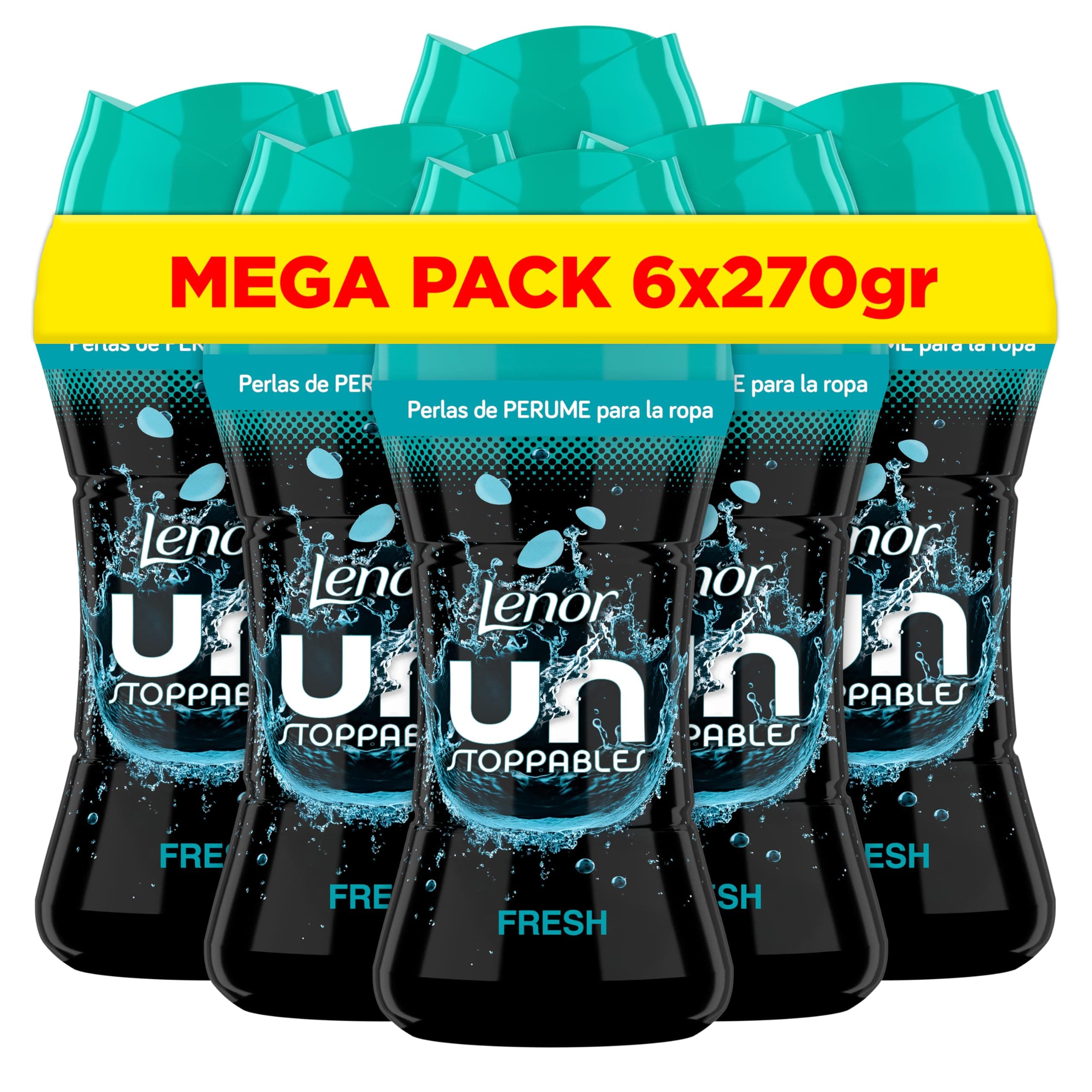 Lenor UNstoppables Perlas de Perfume para la Ropa, 133 Lavados (6 x 270g), Suavizante con Fragancia Fresca, Potenciador de Frescor