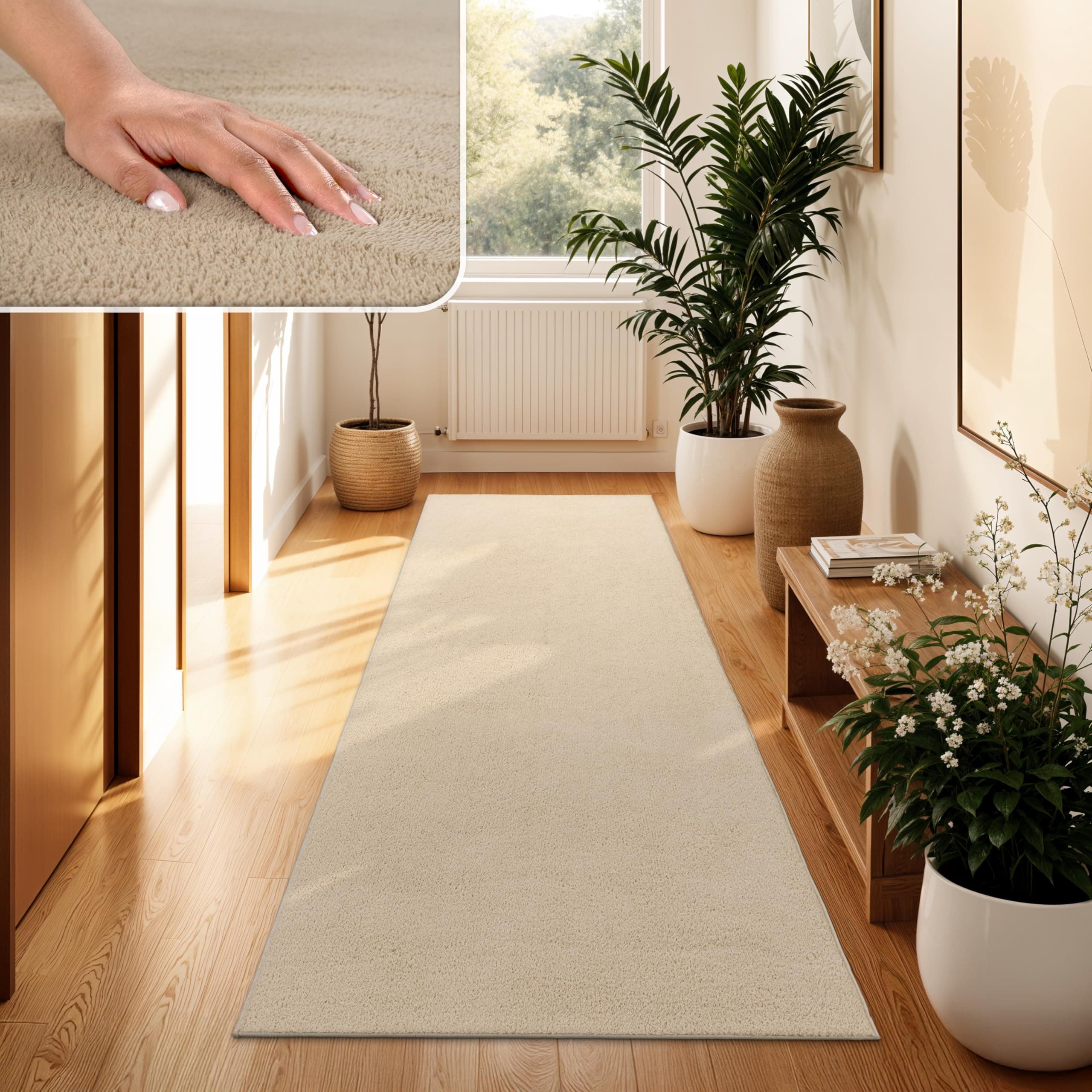 Paco Home Moderner Kuscheliger Wohnzimmer Teppich Kurzflor waschbar flauschig Weich Einfarbig Felloptik zeitlos stilvoll rutschfest pflegeleicht, Grösse:80x150 cm, Farbe:Beige 2