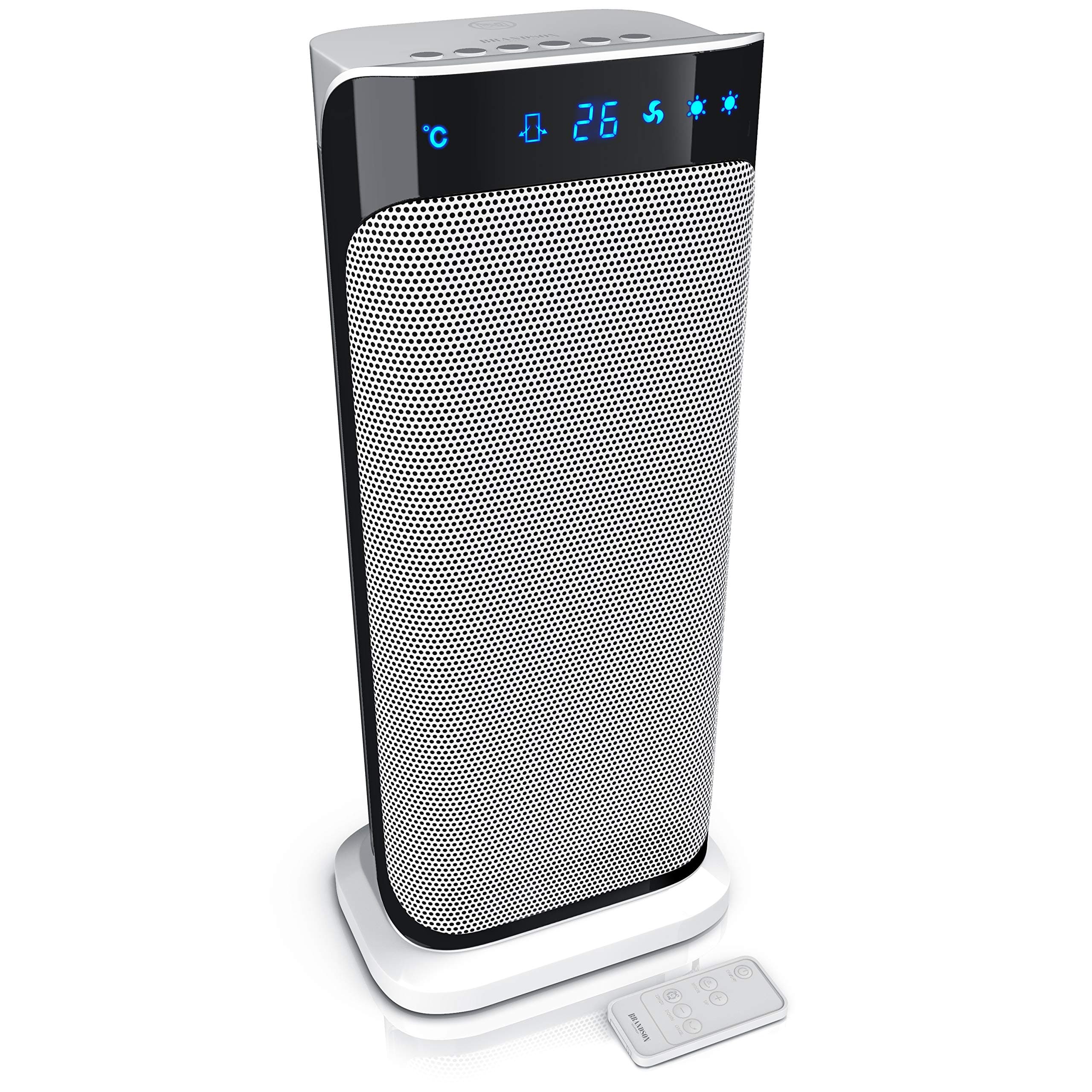 Brandson - Heizlüfter 2000 Watt mit Fernbedienung - Groß und Stark - Preisträger - energiesparend leise - Bad Wohnzimmer Kinderzimmer Babys - Oszillationsfunktion - Heizung Heater - GS zertifiziert