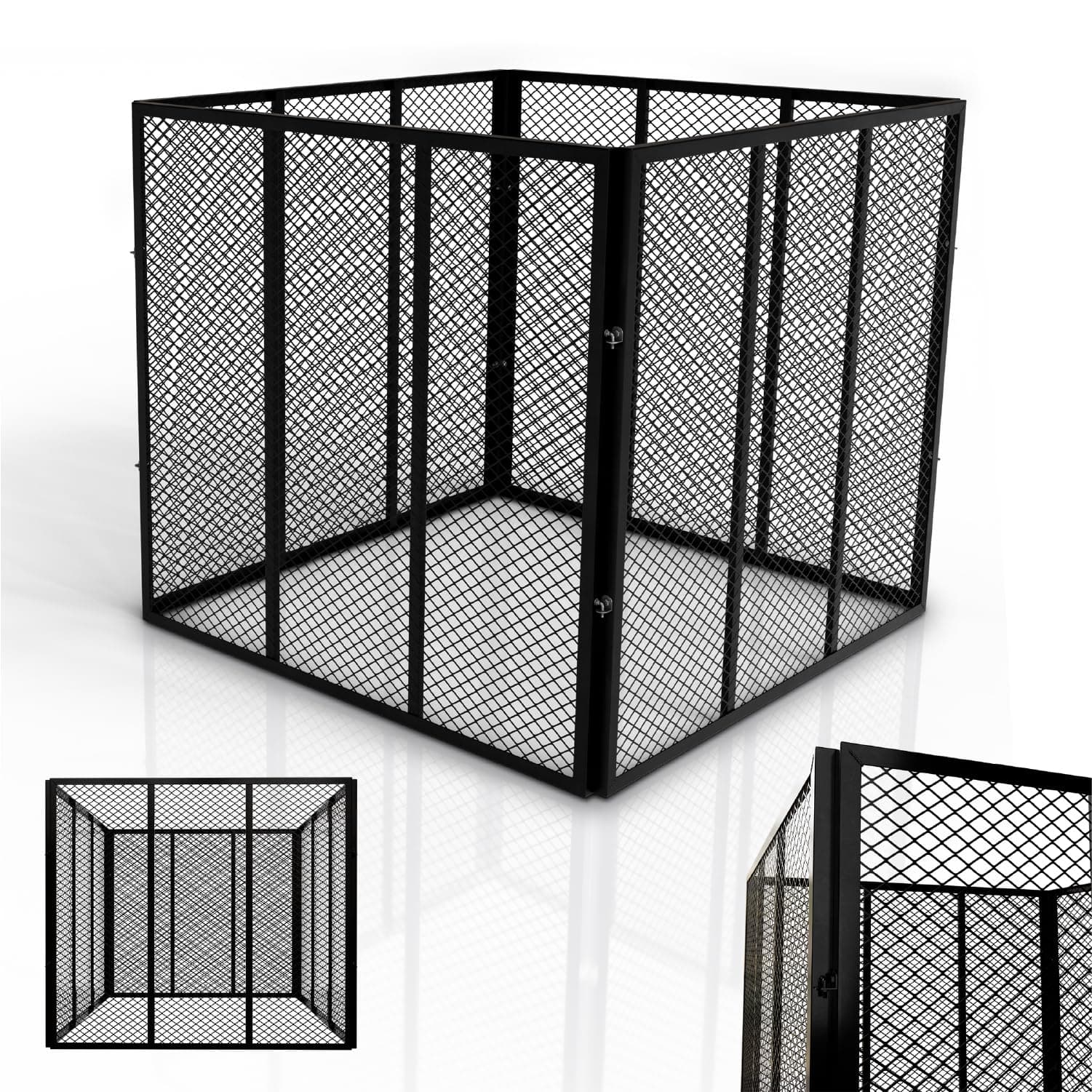 Juskys Metall Komposter 450 L, verzinkter & pulverbeschichteter Stahl, wetterfest, Belüftung durch Gitterrahmen, schnelles Kompostieren – Schwarz