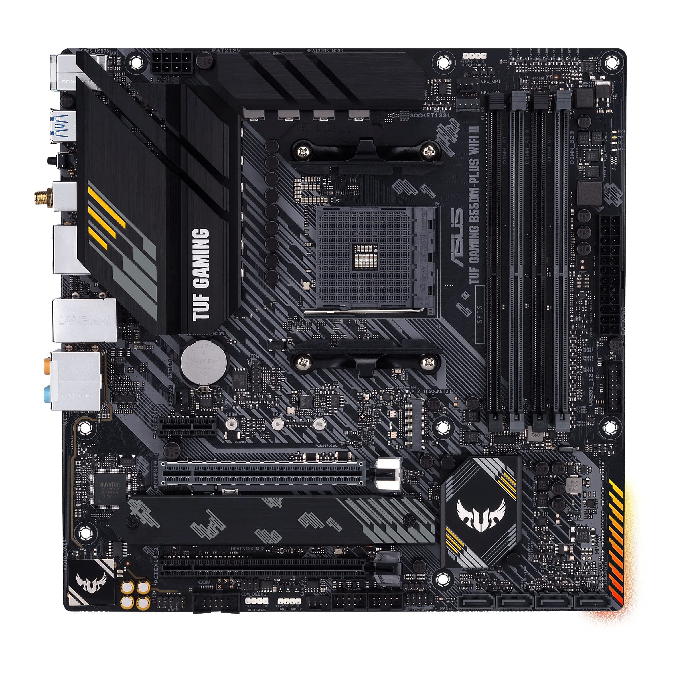 ASUS TUF Gaming B550M-PLUS WiFi II - Placa Base de Gaming Micro-ATX AMD (PCIe 4.0, 2X M.2, VRM de 10 etapas, Wi-Fi 6, 2.5 GB Ethernet, HDMI, DP, USB 3.2 Gen. 2 de Tipo A y C, Aura Sync RGB), B550 II